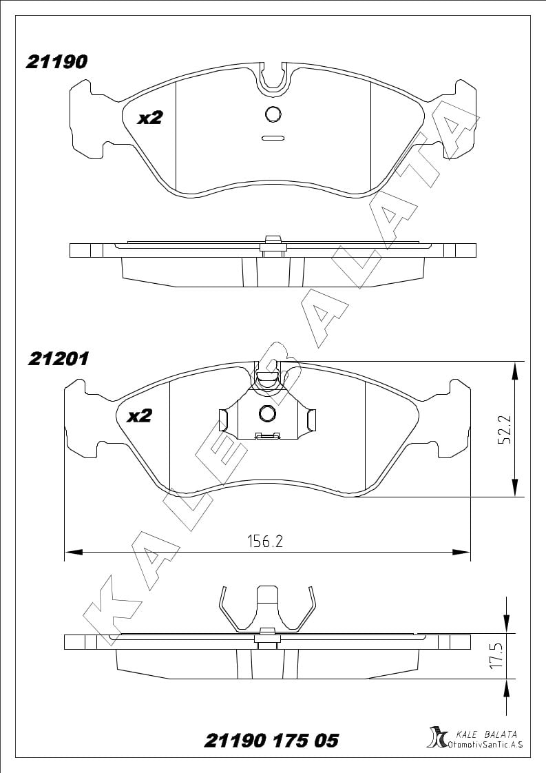 Disk Balata Ön Astra F 92>05 Kadett 84>94 Omega 86>94 Vectra B 95>03 Espero 91>99 Kalebalata 21190 175 05