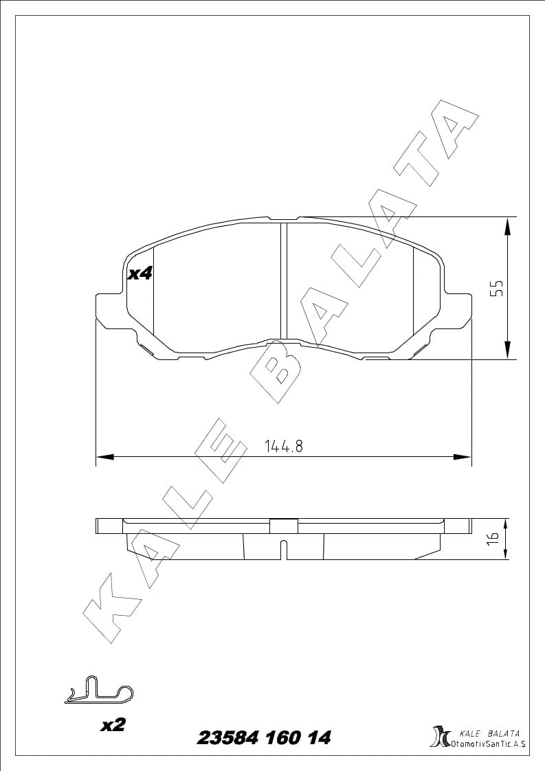 Disk Balata Ön C4 Aırcross 10> Asx 10> Galant Vı 96>03 Lancer Vıı 00>07 Lancer Vııı 07> Outlander 01>06 Compass 06> Kalebalata 23584 160 14
