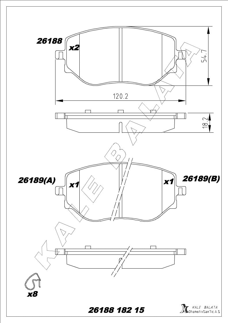 Disk Balata Ön Clio V 19> 1.0 Sce Benzinli Clio V 19> Talıant 21> Mıcra V 16> Kalebalata 26188 182 15