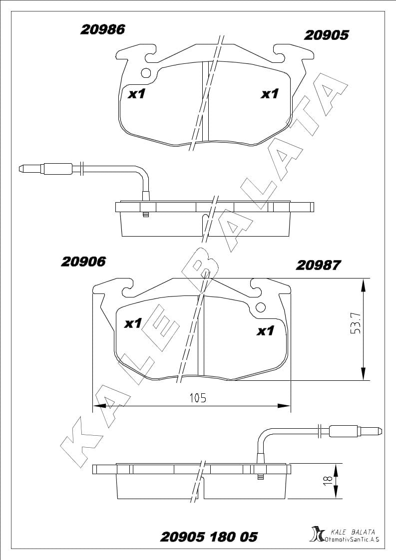Disk Balata Ön Fişli 106 205 305 405 Saxo Clıo Expres R9 R11 R21 R5 Kalebalata 20905 180 05