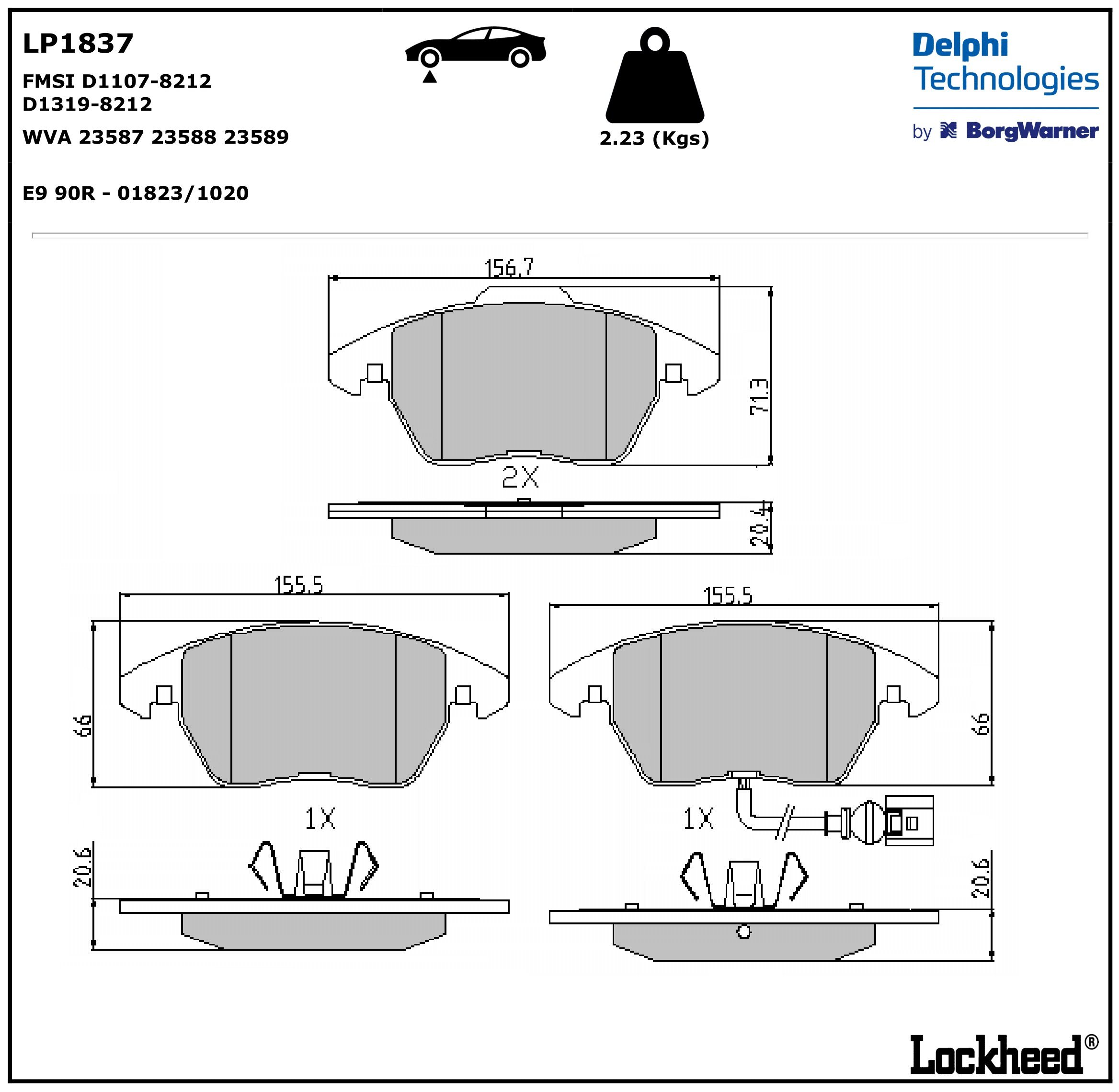 Disk Balata Ön (Fişli) Caddy 04>10 Beetle 11> Golf 97>13 Jetta 05> Passat 05>14 Polo 09> Leon Altea Ibıza Eos Delphı LP1837