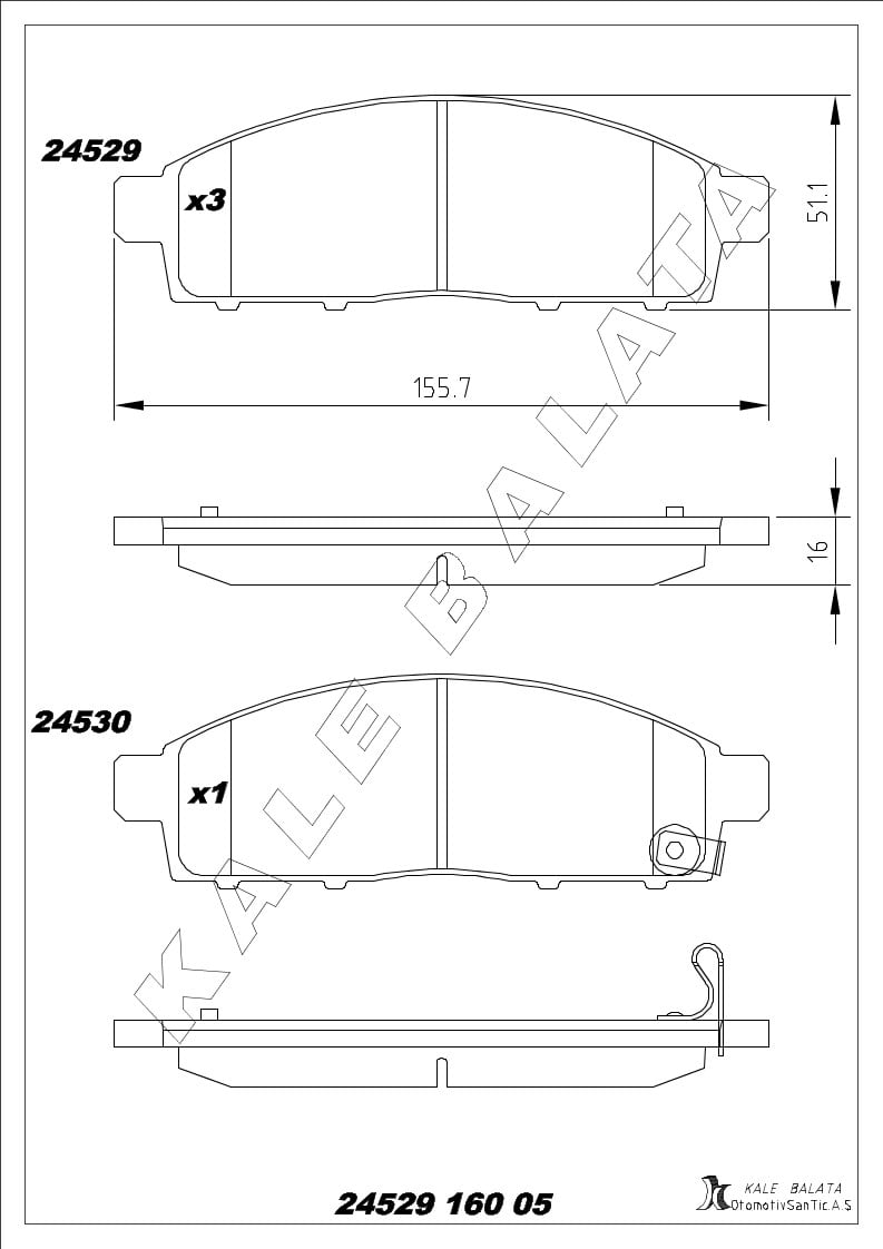 Disk Balata Ön Fullback 16> L200 04>14 L200 14> Kalebalata 24529 160 05