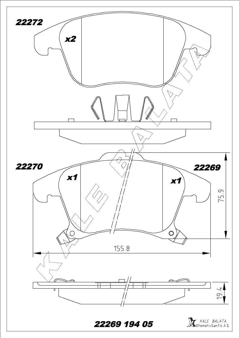 Disk Balata Ön Galaxy 15> Mondeo V 14> Smax 15> Kalebalata 22269 194 05