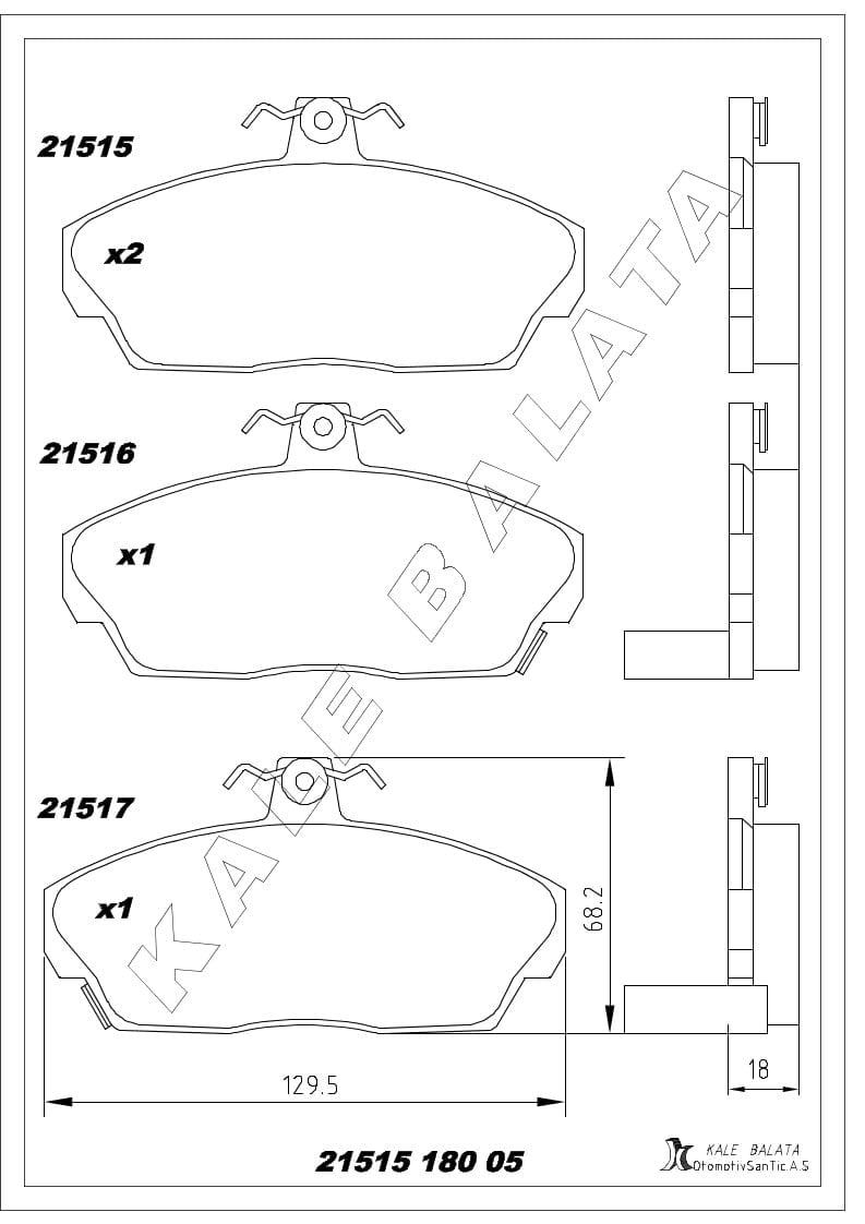 Disk Balata Ön Gazelle CıVıC Vı Vıı Rover Telcolıne Mg Kalebalata 21515 180 05
