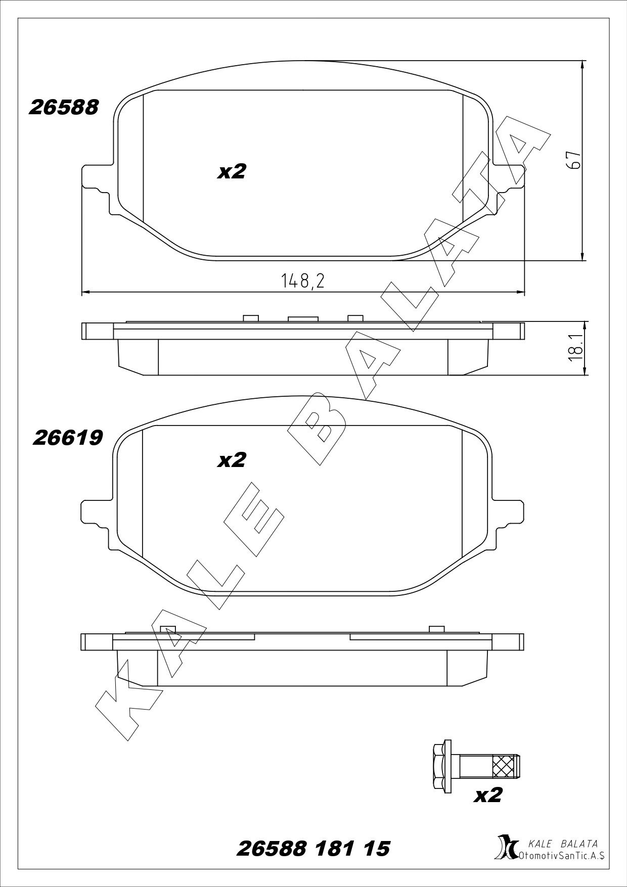 Disk Balata Ön (Hybrıd Araçlar İçin)(304Mm Disk) Rıfter 18> 3008 Suv 16> 308 Iıı 21> Ds4 Iı 21> Ds7 17> Kalebalata 26588 181 15