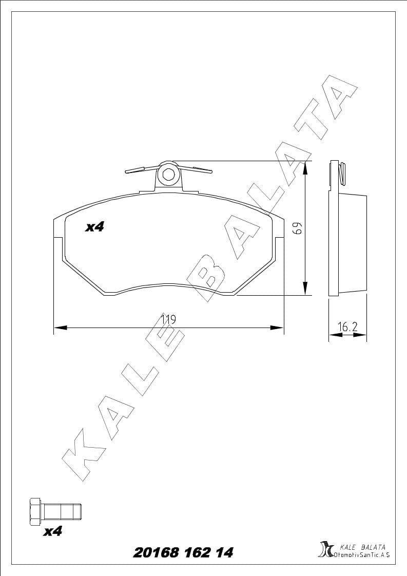 Disk Balata Ön Kalınlık 16Mm Caddy 79>92 Golf 83>06 Jetta 84>91 Passat 84>87 Cordoba 93>02 Ibıza 93>02 Kalebalata 20168 162 14