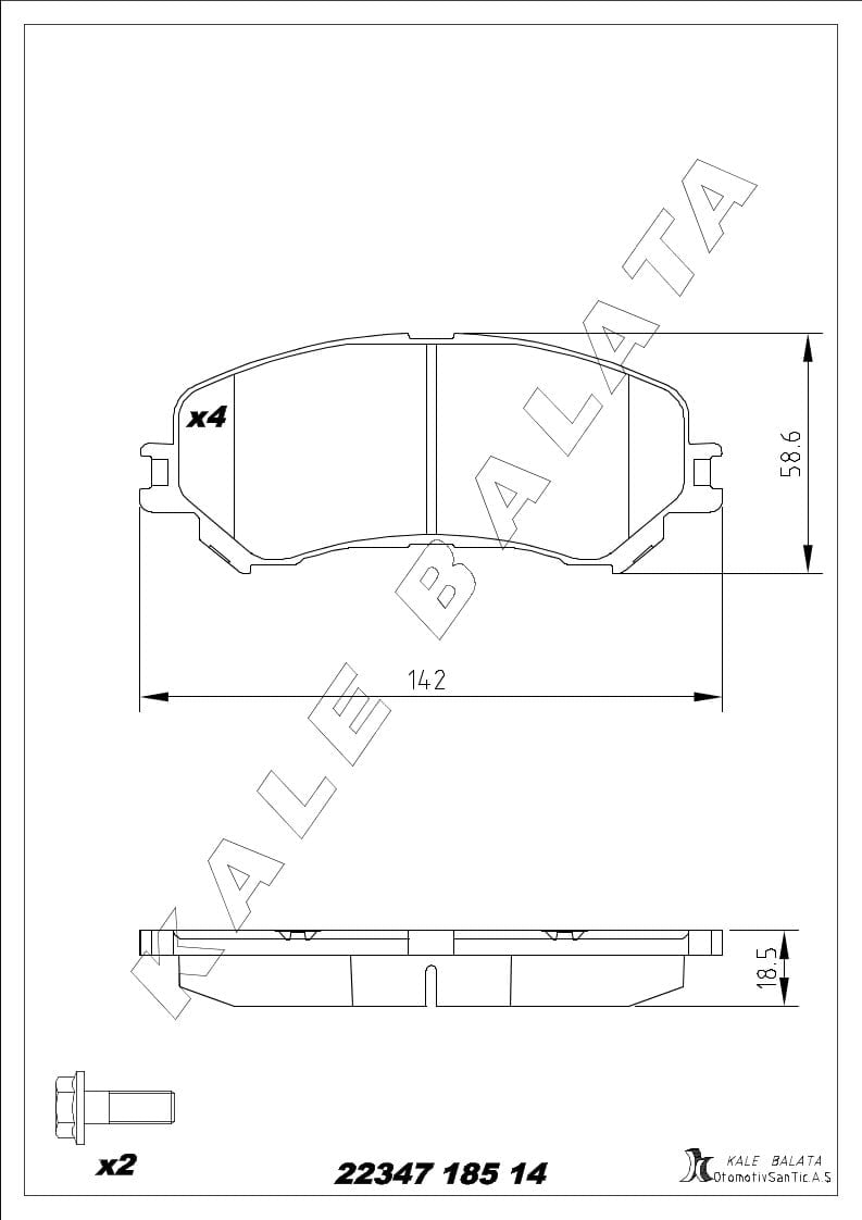 Disk Balata Ön (Kalınlık 17.9Mm) Kadjar 15> Megane Gt 15> Talısman 13> Qashqaı Iı 13> X Traıl 13> Kalebalata 22347 185 14