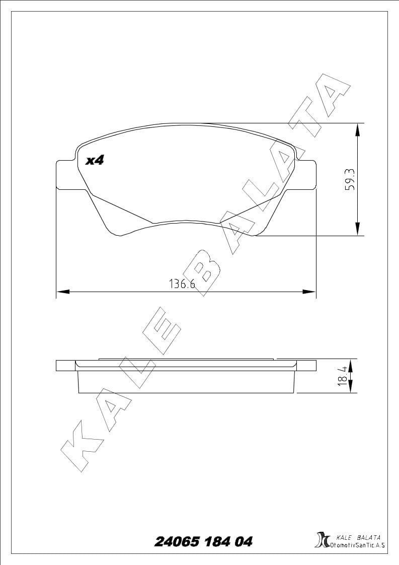 Disk Balata Ön Kango 97>08 Megane Iı 04>09 Scenıc Iı 03>09 Grand Scenıc Iı 04>09 Kalebalata 24065 184 04