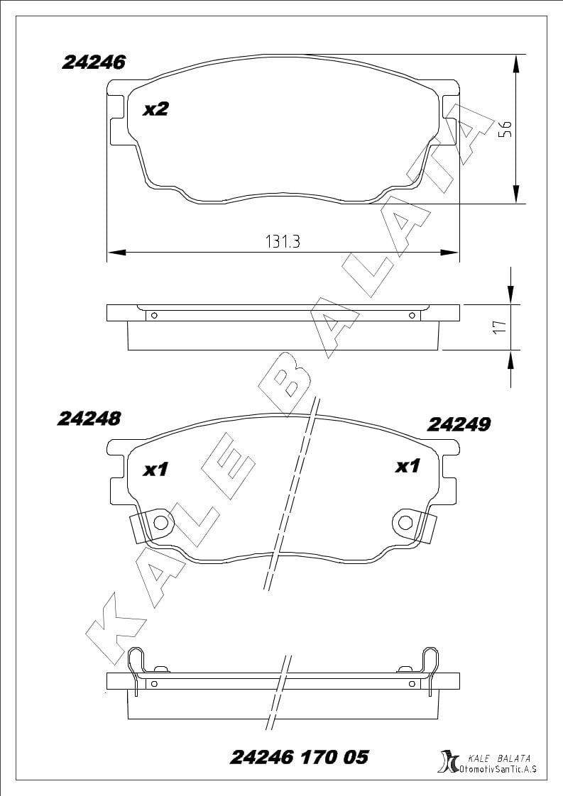 Disk Balata Ön Mazda 6 02>08 Mazda 6 07>12 Kalebalata 24246 170 05