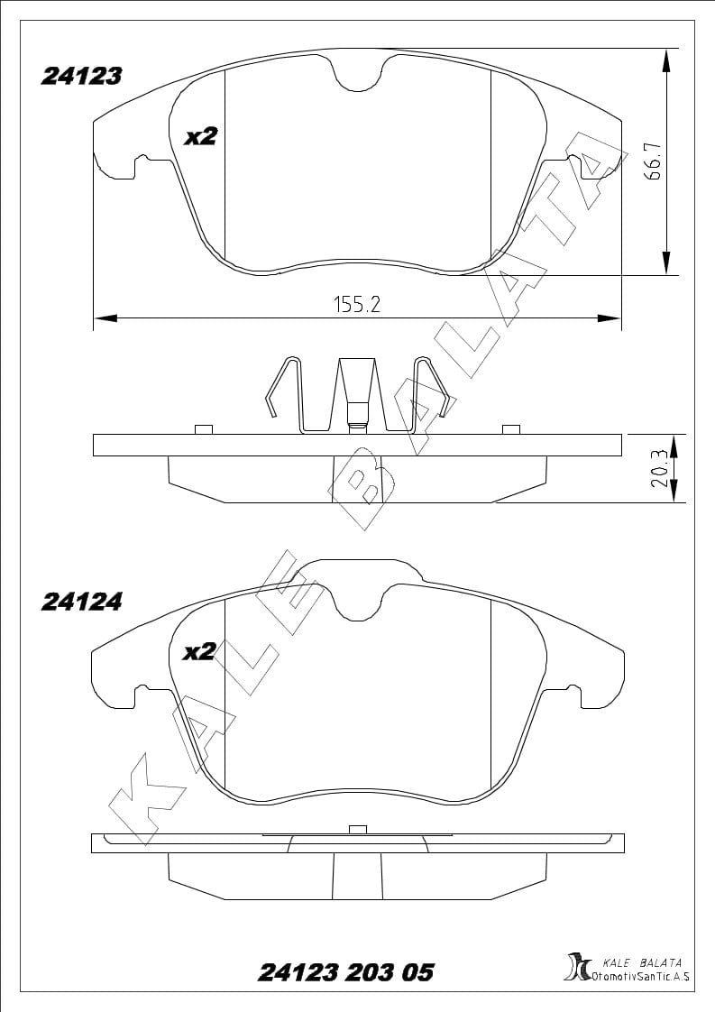 Disk Balata Ön Mondeo IV S Max 07>14 S60 S80 V60 10> V70 00> Xc70 07> Freelander 06>14 Kalebalata 24123 203 05