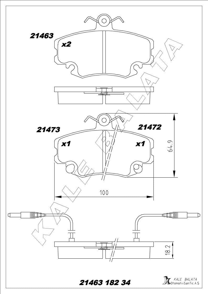 Disk Balata Ön R9 11 Eski Model Kalebalata 21463 182 34