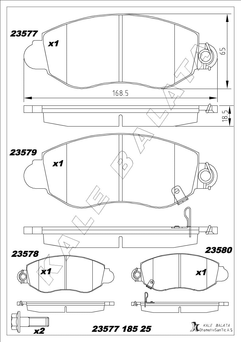 Disk Balata Ön Transit V184 00>06 Maxus 05>09 Fargo 90>04 Kalebalata 23577 185 25