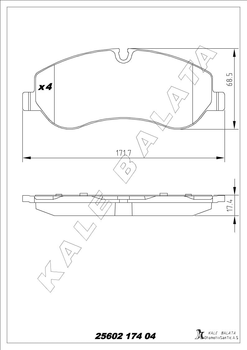 Disk Balata Ön Transit V362 V363 Tourneo Custom 12> Kalebalata 25602 174 04