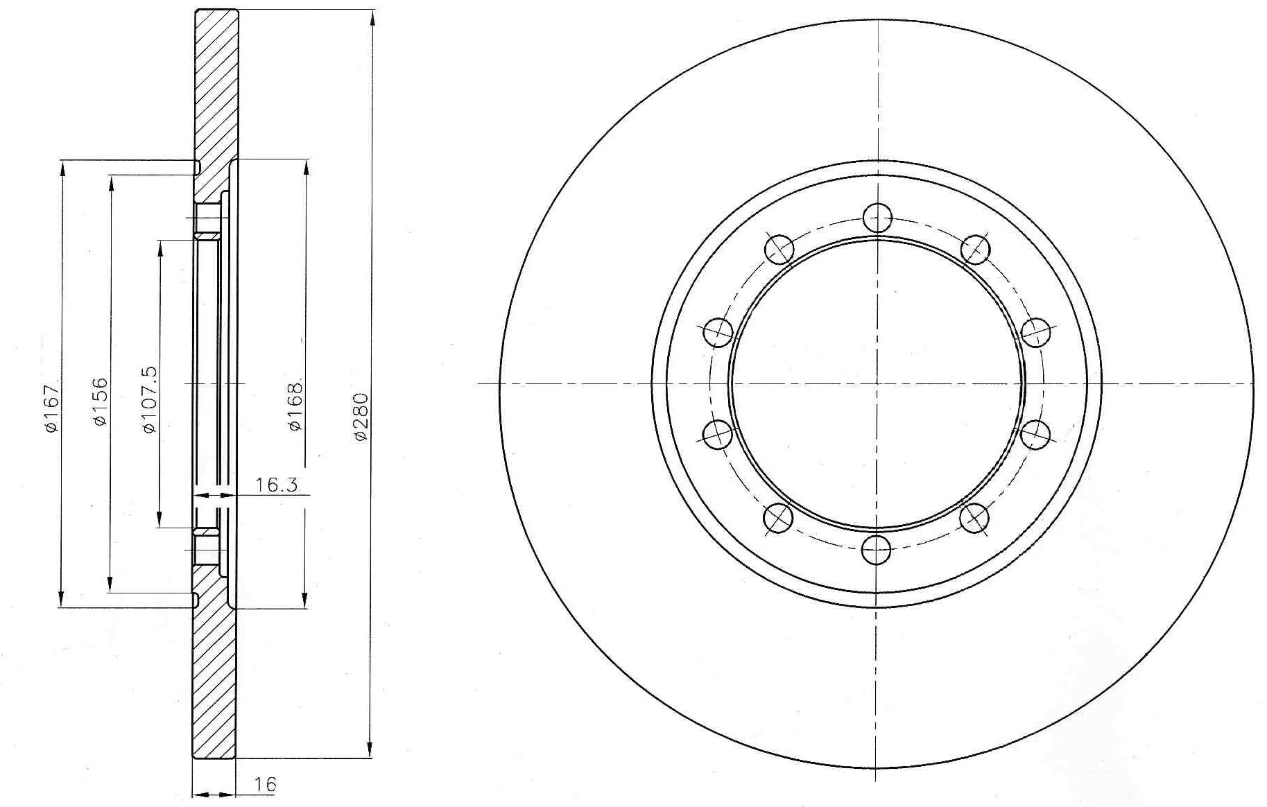 Fren Disk Arka Düz (280Mm) Arka-Ön Çeker Transit V347 06>12 Delphı BG4075