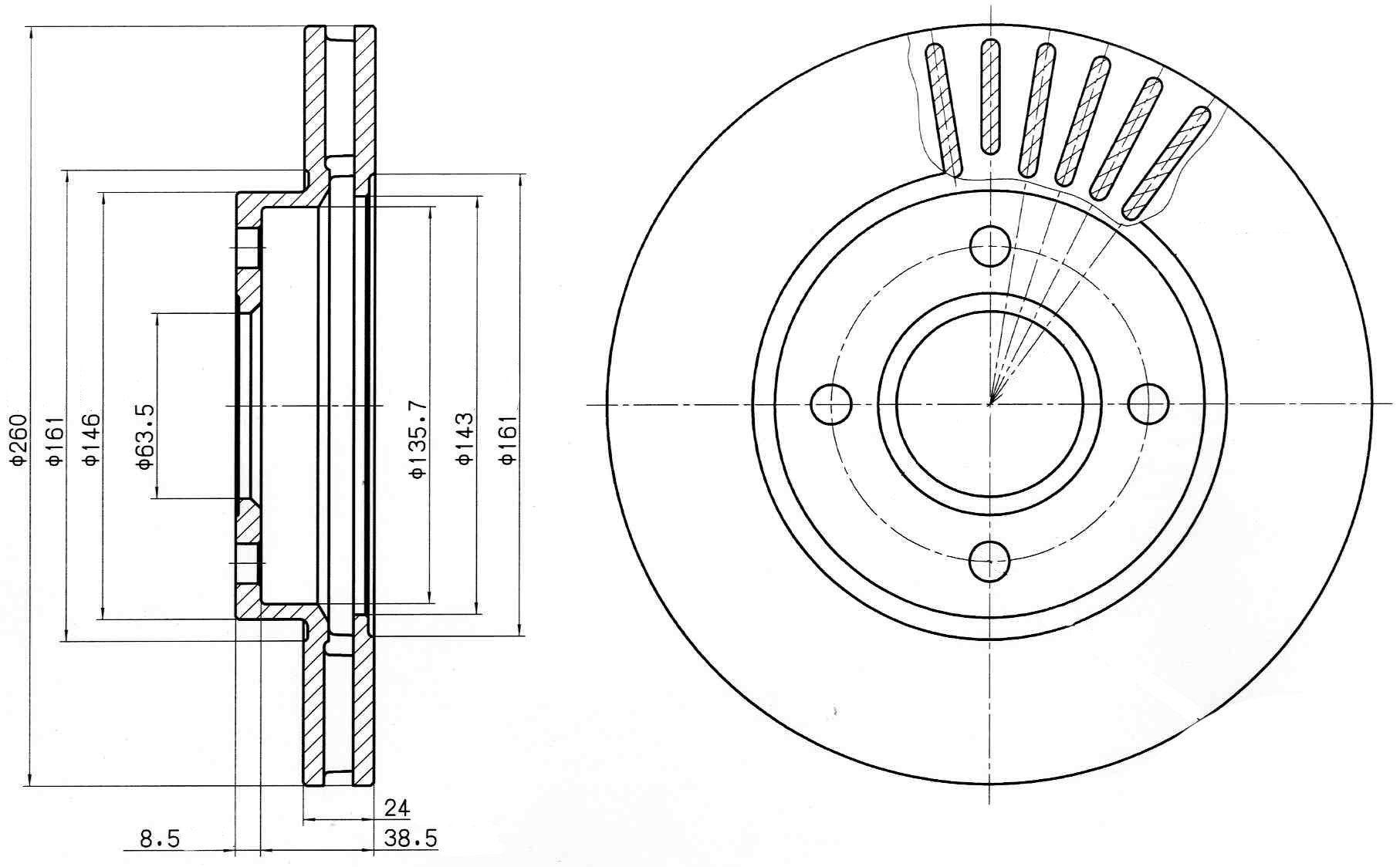 Fren Disk Ön Havalı (260Mm) Mondeo I Iı 93>00 Scorpio I Iı 85>98 Delphı BG2699