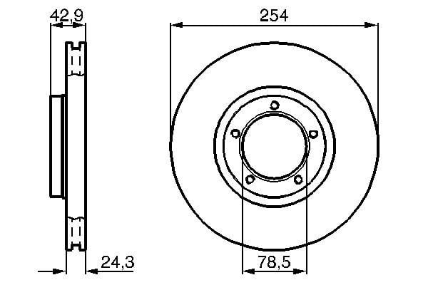 Fren Diski Ön (254 MM) Transit T.12 93>99 Bosch 0986478160