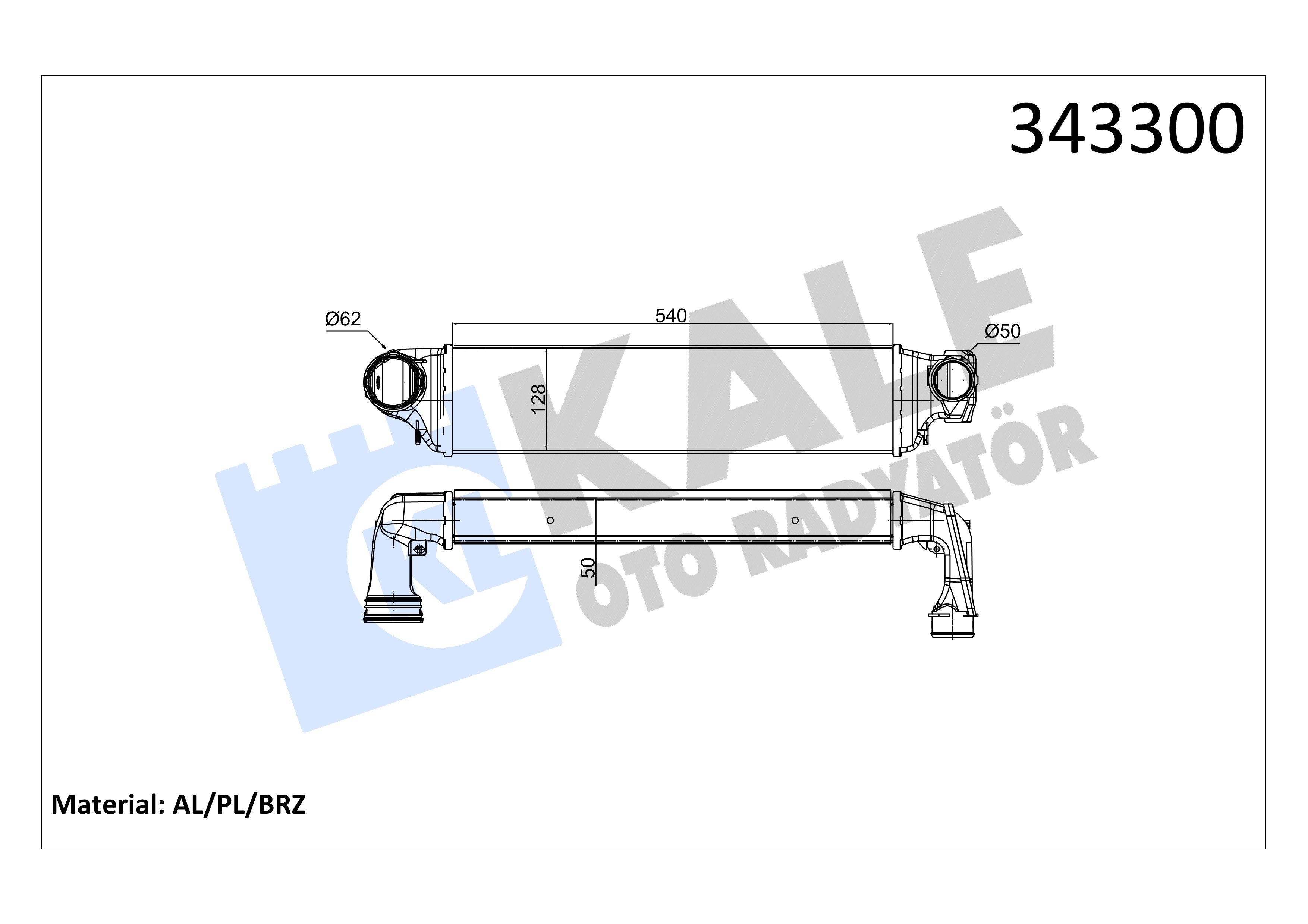 İntercooler Bmw 3 E46 318D 320D 330D 320Td Brazıng ( 540X127x50 ) Turbo Radyatör Kale 343300