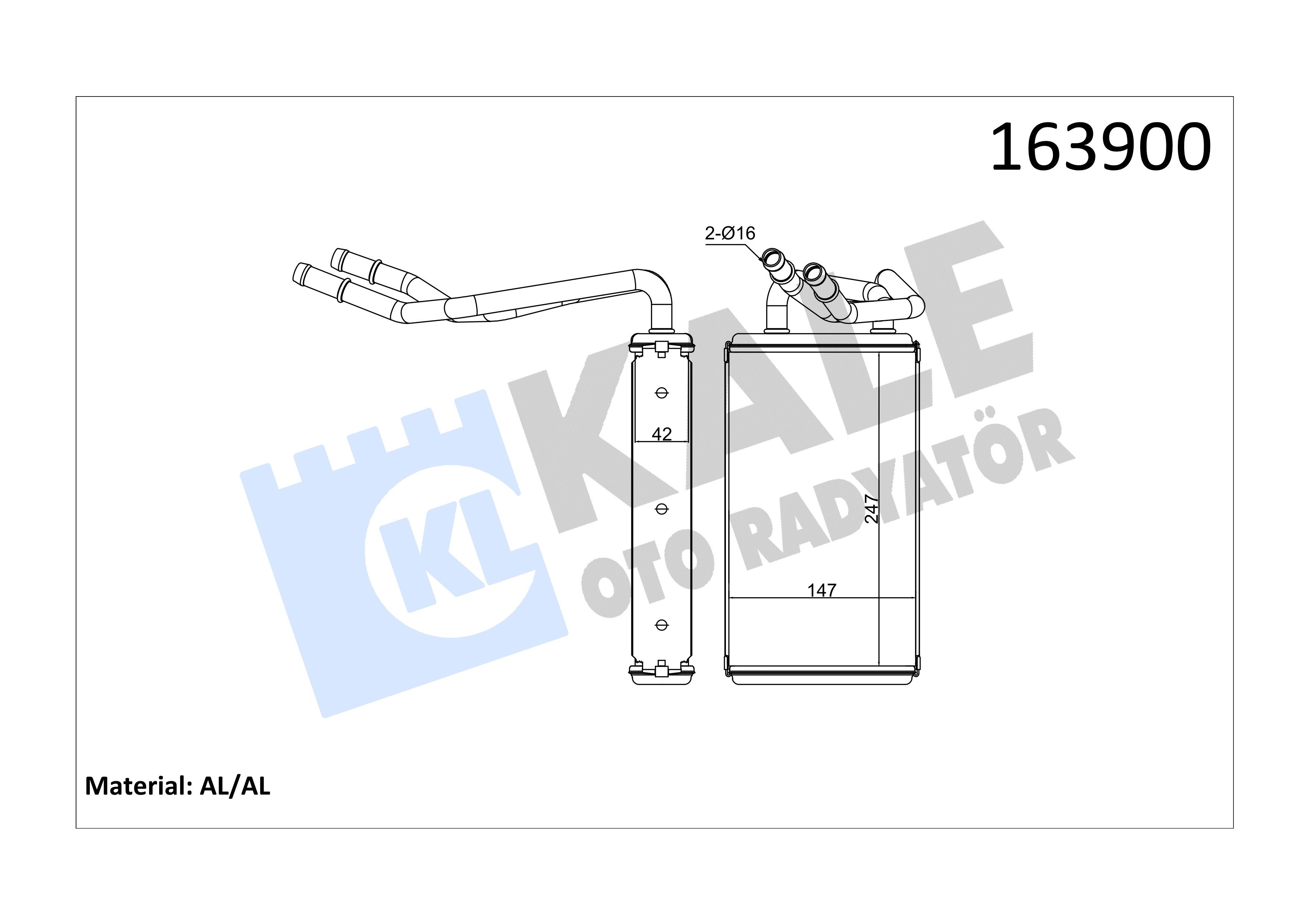Kalorifer Radyatör (+Ac) Transit V.184 V.347 01> Kale 0288922AB