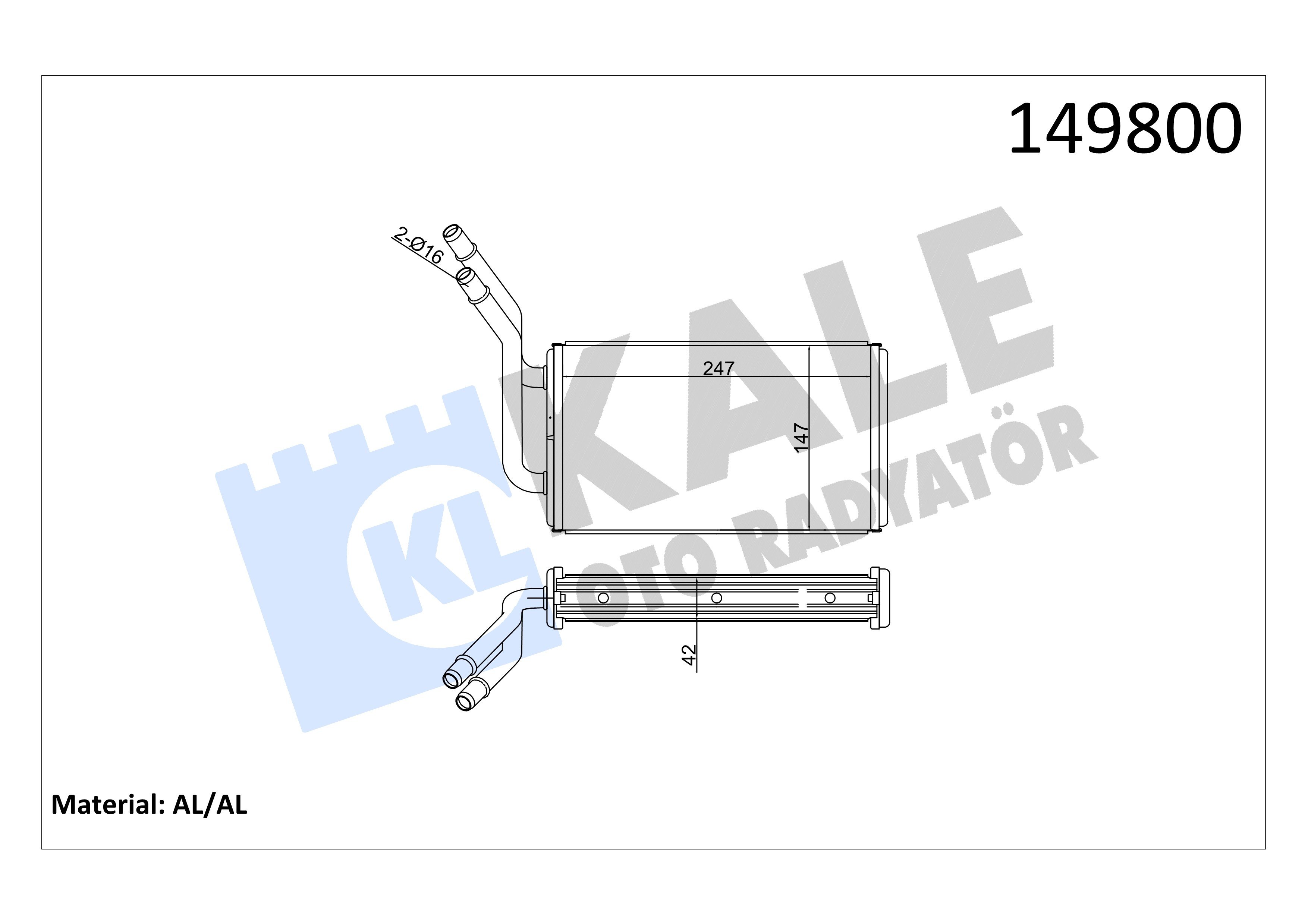 Kalorifer Radyatörü Transit Turbo 96>99 V.184 01> Kale 0288892AB