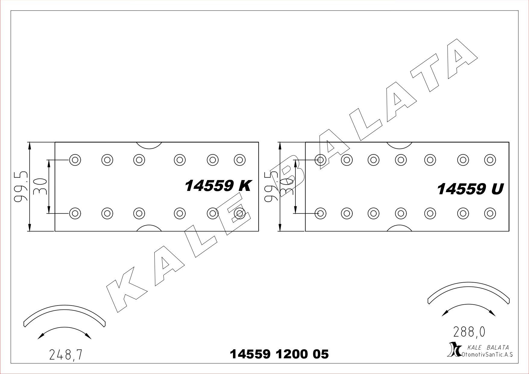 Kampana Balata Ön Arka (4 Adet) 50Nc 77>89 65 9 M23 M200 Kalebalata 14559 1200 05