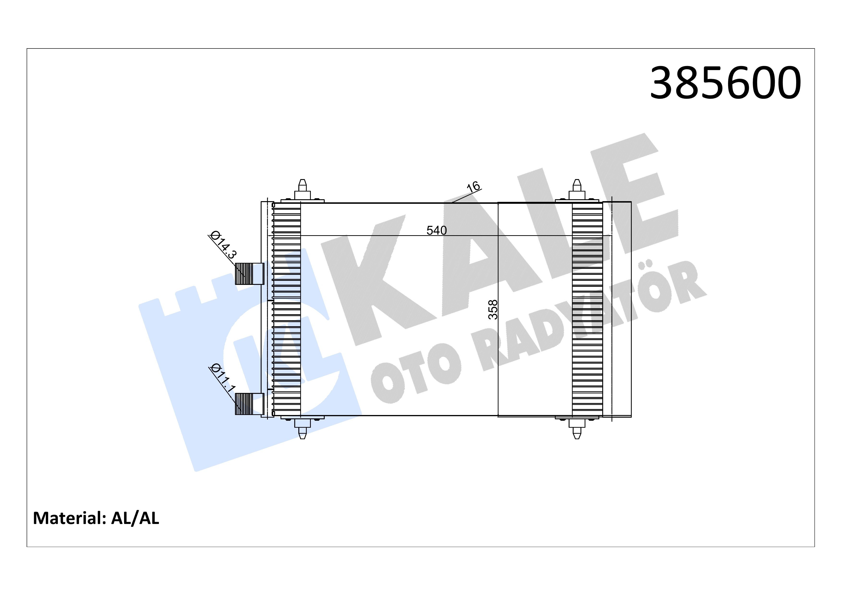 Klima Radyatörü C5 P.307 Dw10 2.0Hdi 540*358*16 Kale 385600