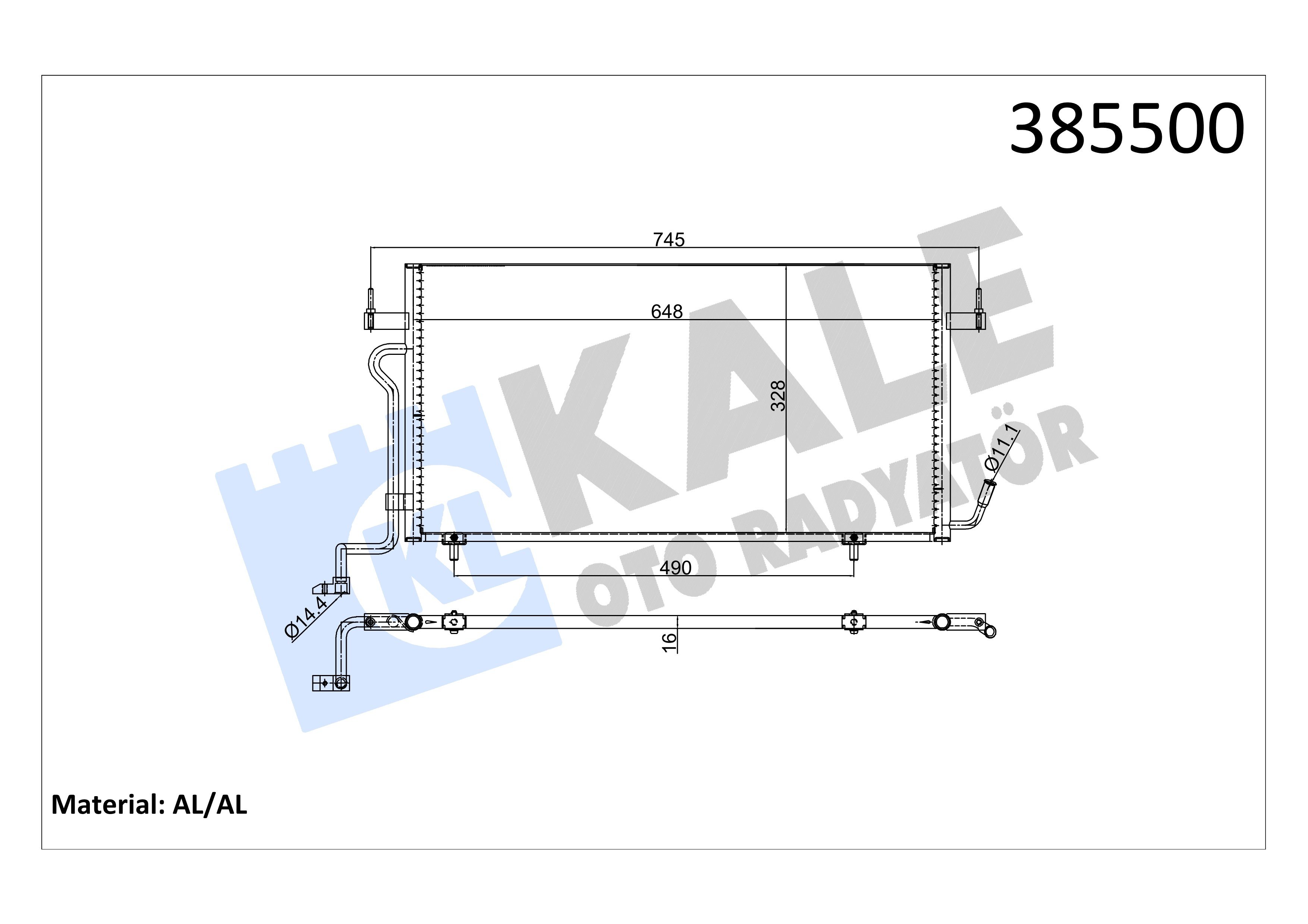 Klima Radyatörü Partner Berlingo Dw8 Xud9 Kale 385500