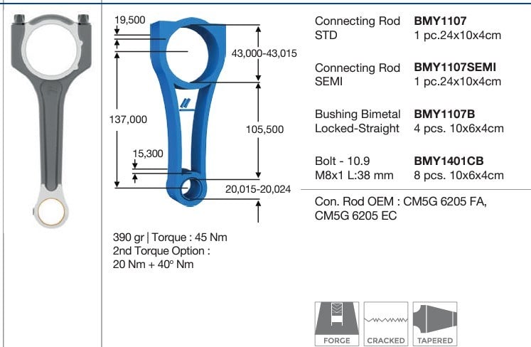 Piston Kolu Fiesta Focus 1.0 Ecobost 13> Bmy 1107