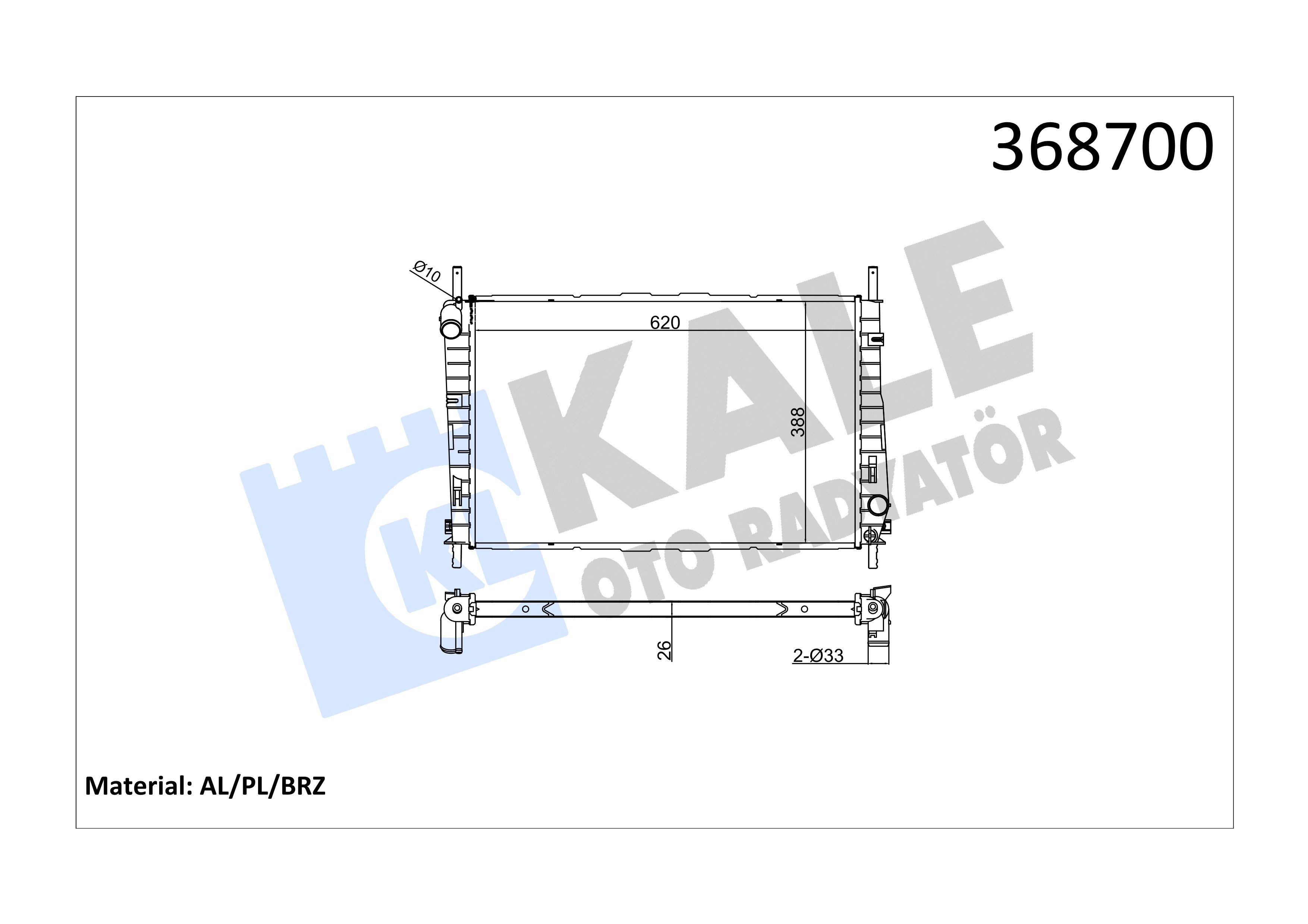 Radyatör (+Ac) (Brazing) Mondeo 2.0 Zetec He 01> Kale 368700