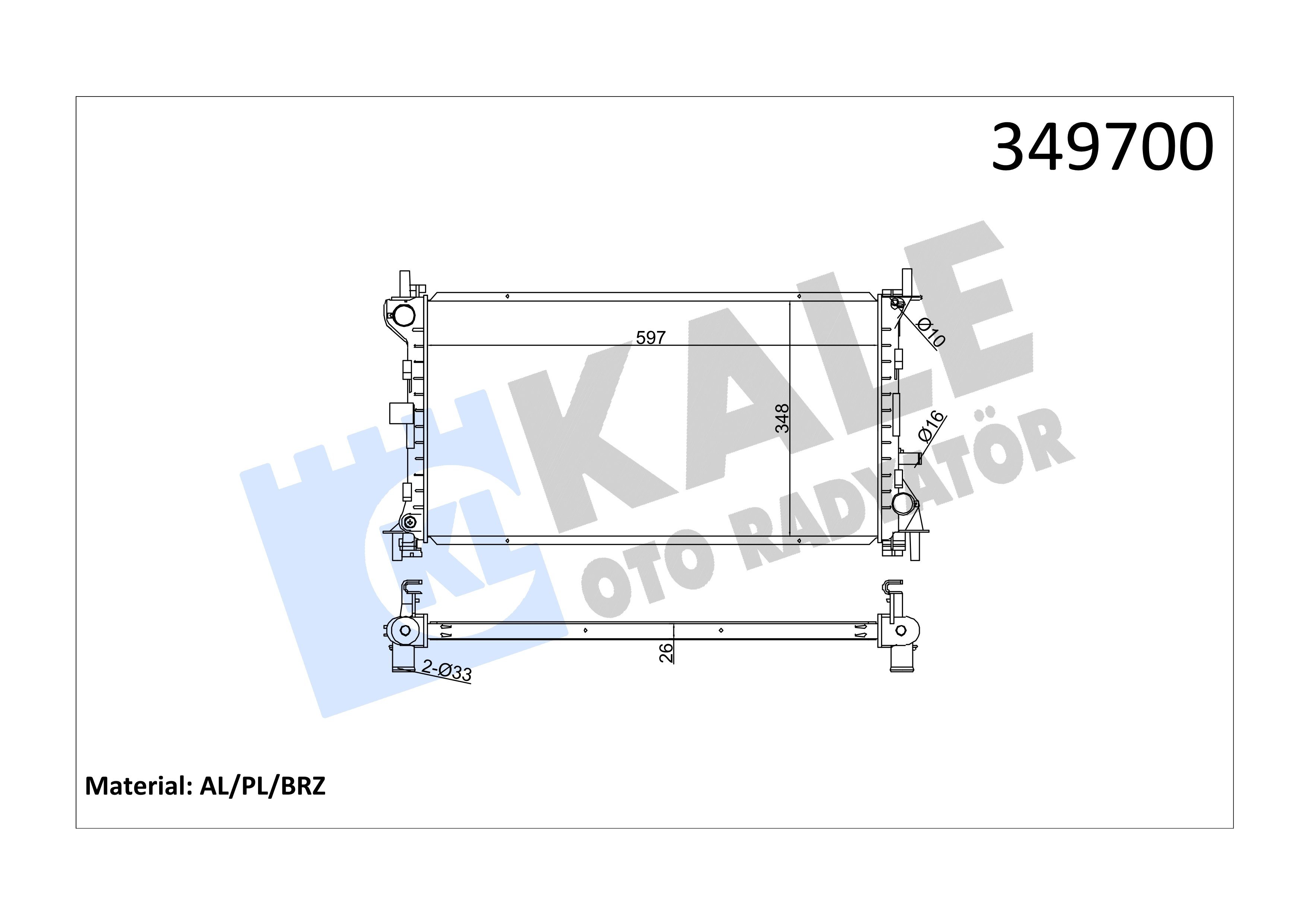 Radyatör Brazing Focus 2.0 Zetec E 98>05 Kale 349700
