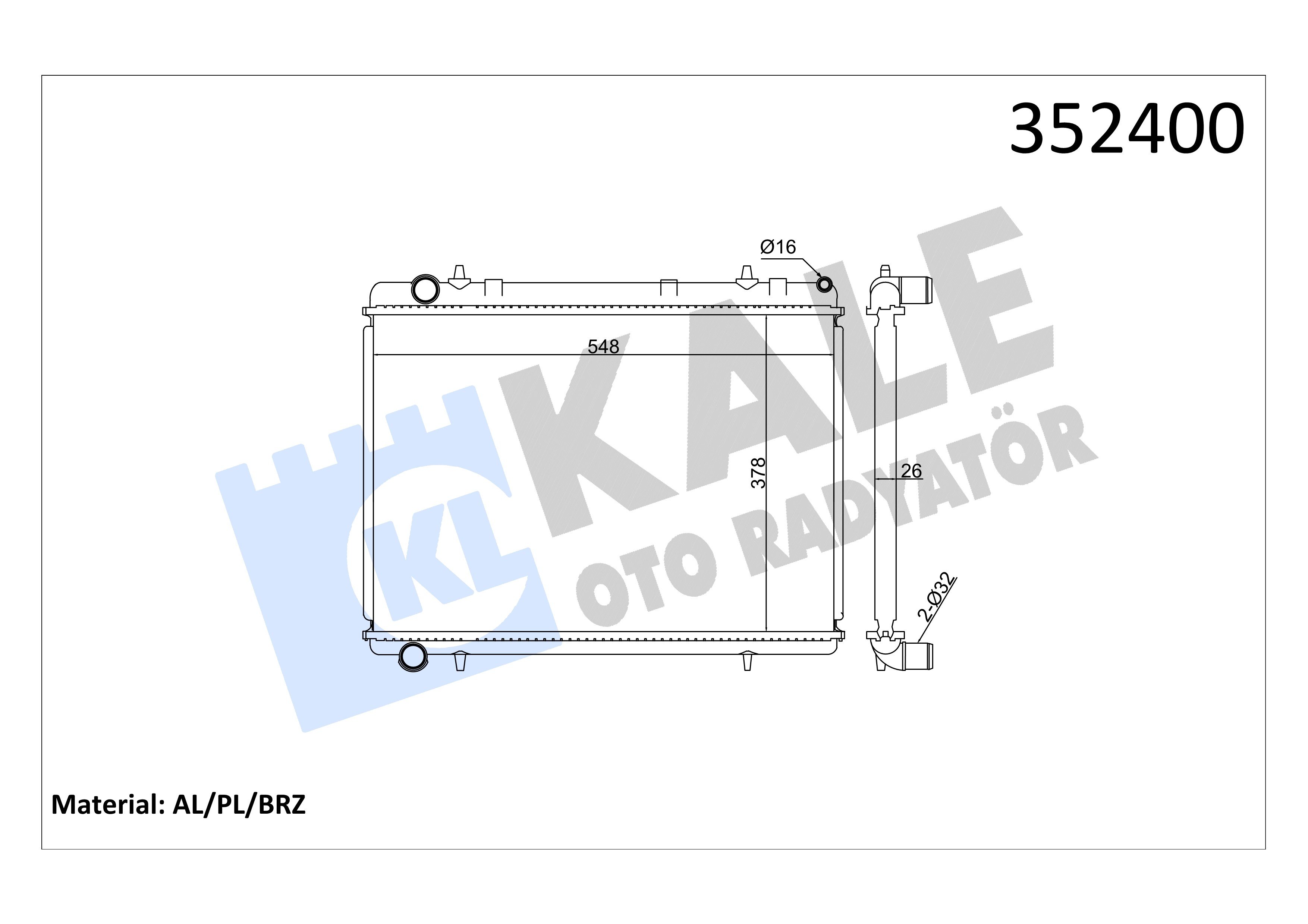 Su Radyatör Brazing 307 C4 Dv6 Dw10 378*538*28 Kale 352400