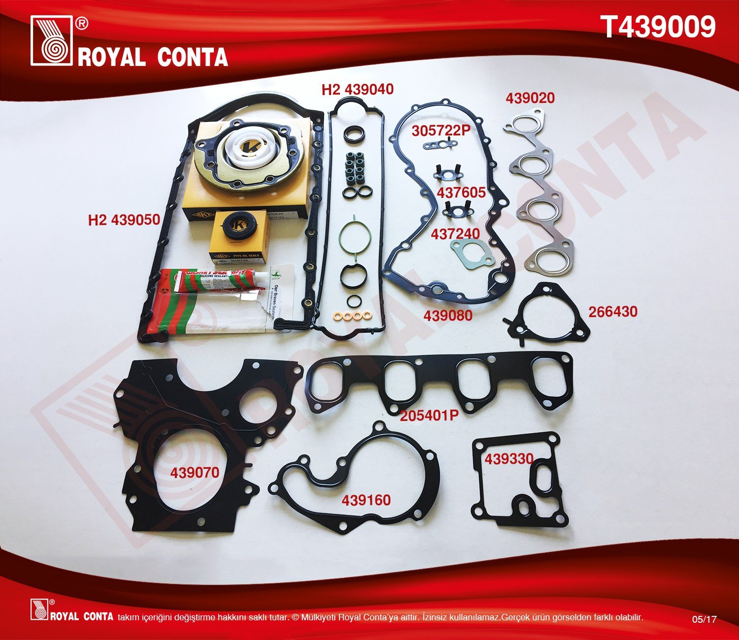 Takım Conta Connect 1.8Tdci 02> Skt Keçeli Subap Lastikli (Skcsiz) Royal T439009