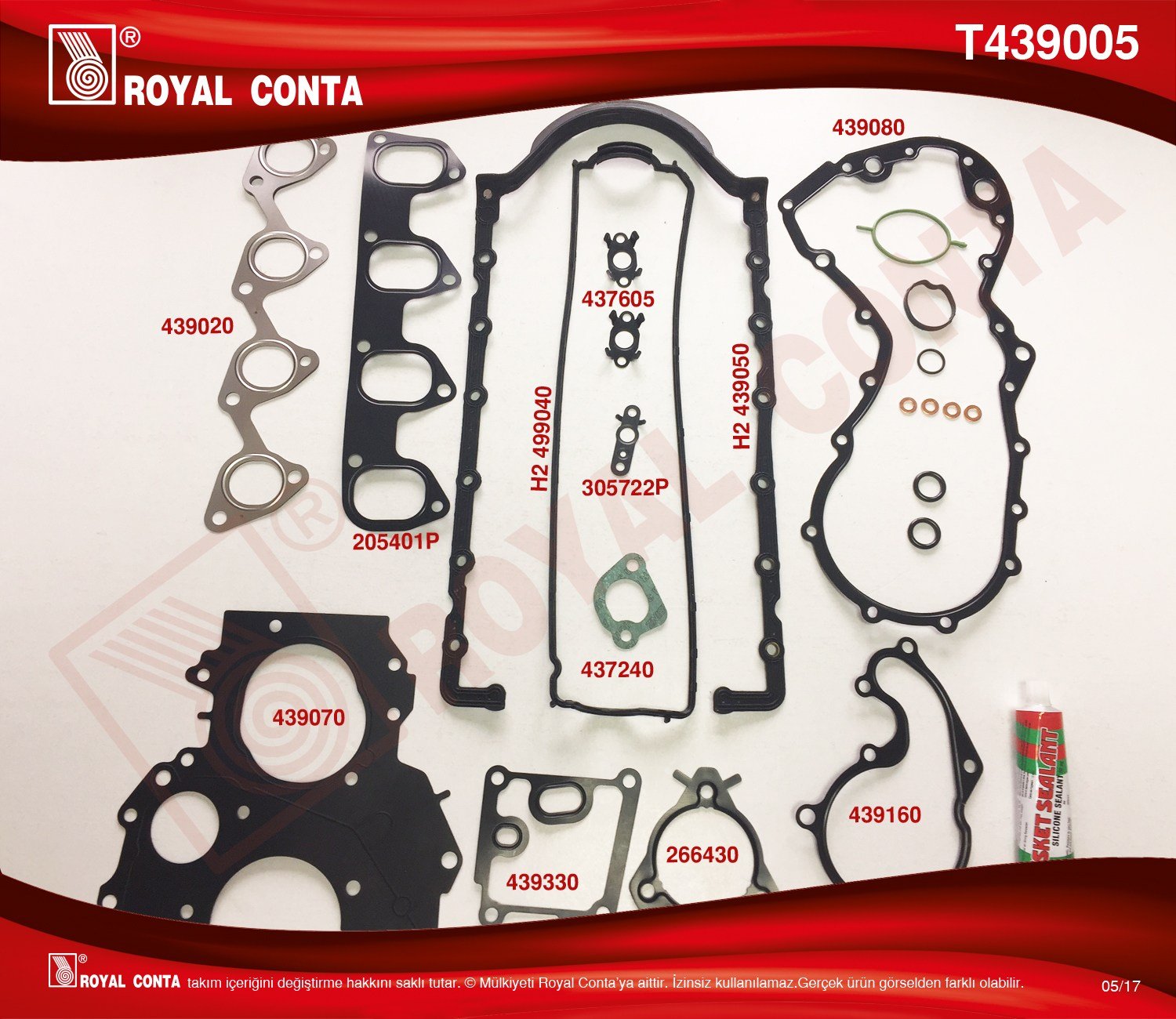 Takım Conta Connect 1.8Tdci 02> Keçe Ve Subap Lastiği Yoktur. (Skcsiz) Royal T439005