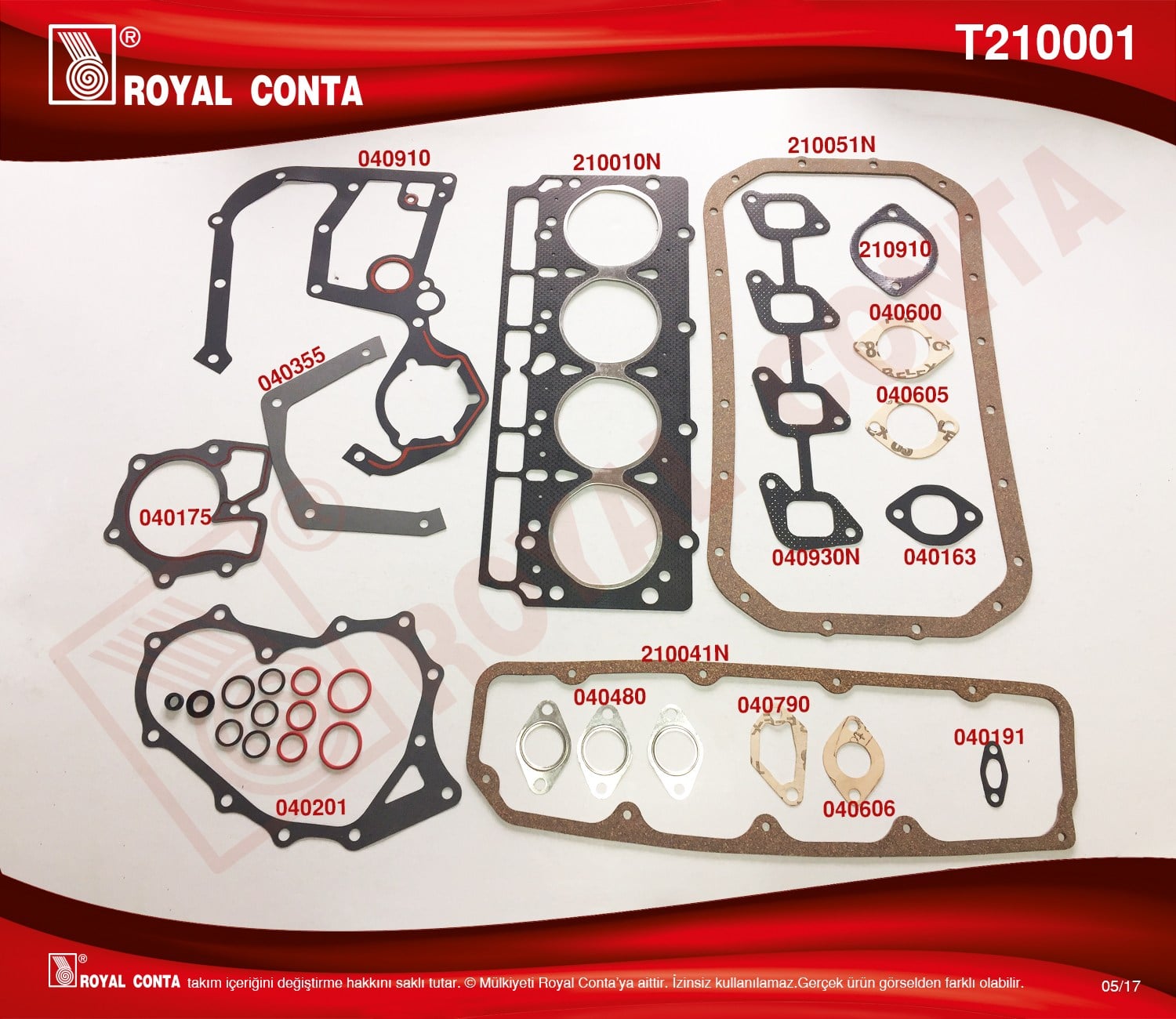 Takım Conta Keçesiz Std Transit 2.5 Dizel 87>90 Royal T210001