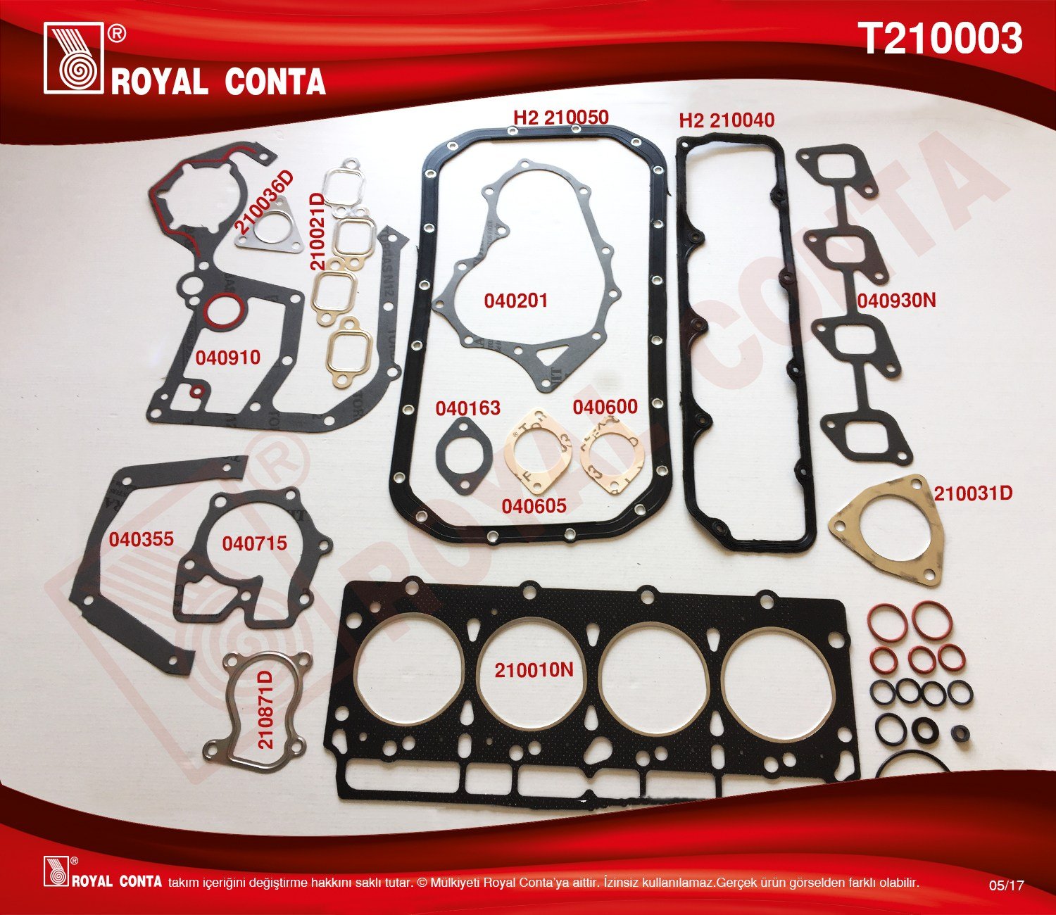 Takım Conta Keçesiz Std Transit T.15 Turbo 2.5Td Royal T210003