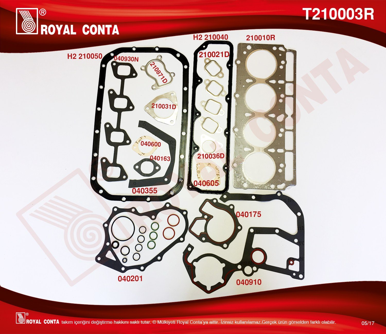 Takım Conta Keçesiz Süper Transit T.15 Turbo 2.5Td Royal T210003R