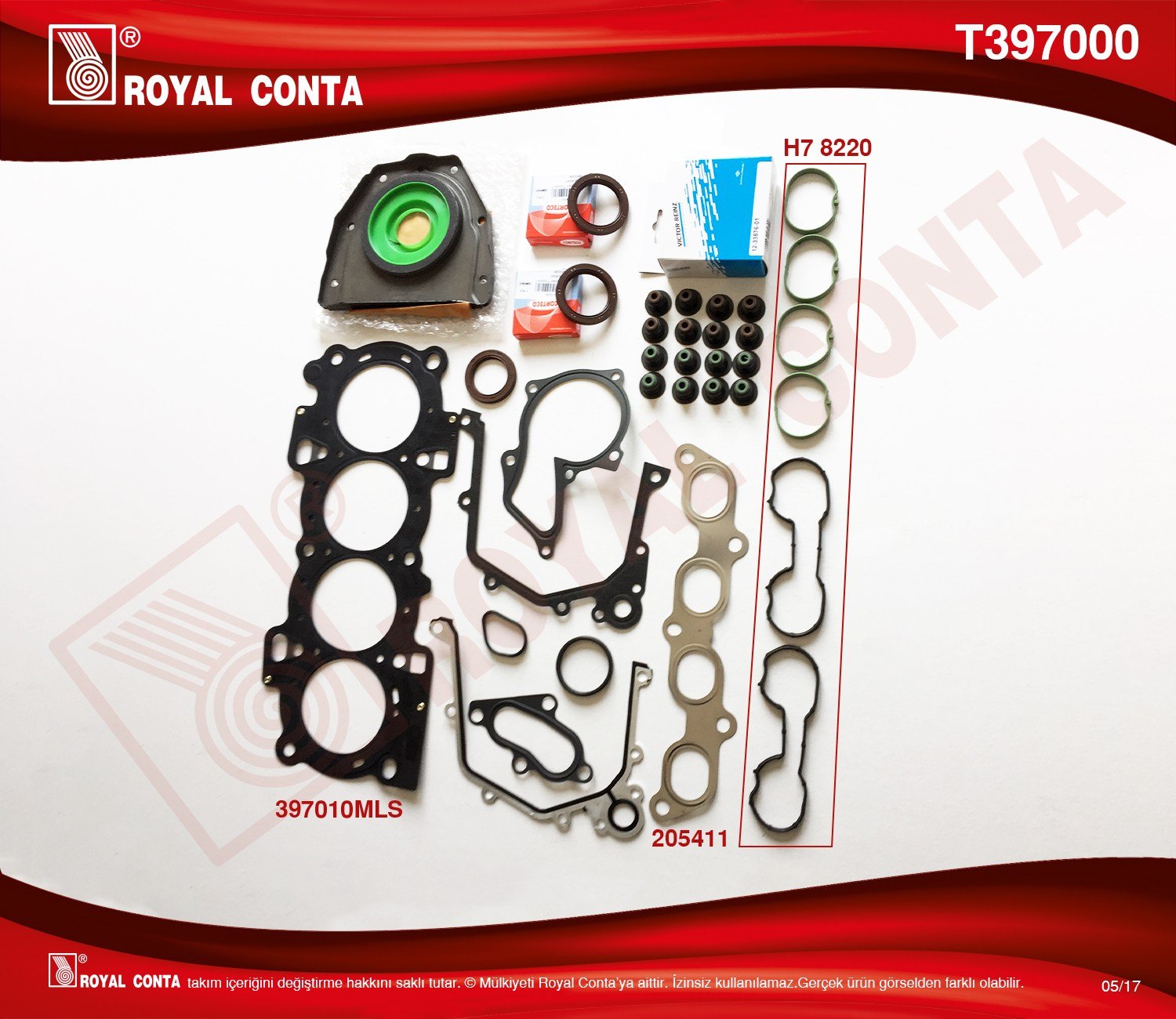 Takım Conta Reınz Keçe(Subap Contasız)Focus 1.6 98 Reınz Keçeli Subap Lastikli Royal T397000