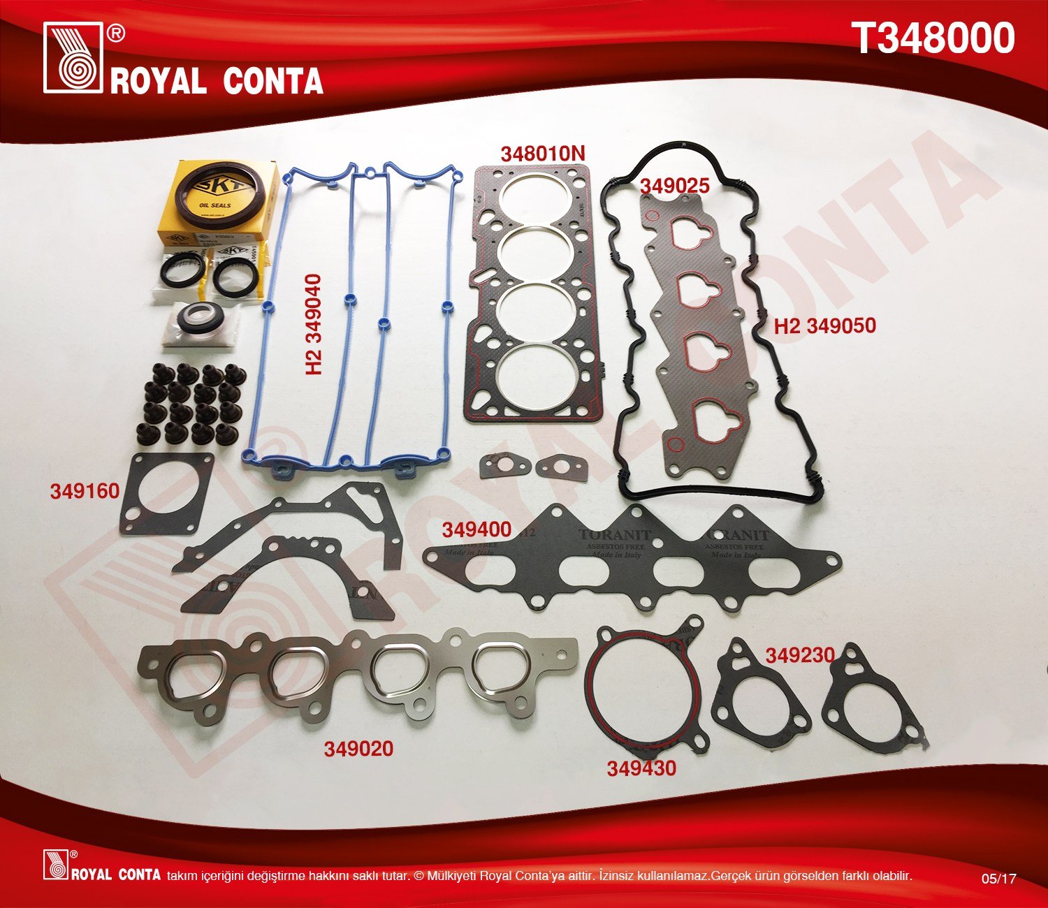Takım Conta Skt Keçe Mondeo Scorpio 2.0 16V 96> Royal T348000