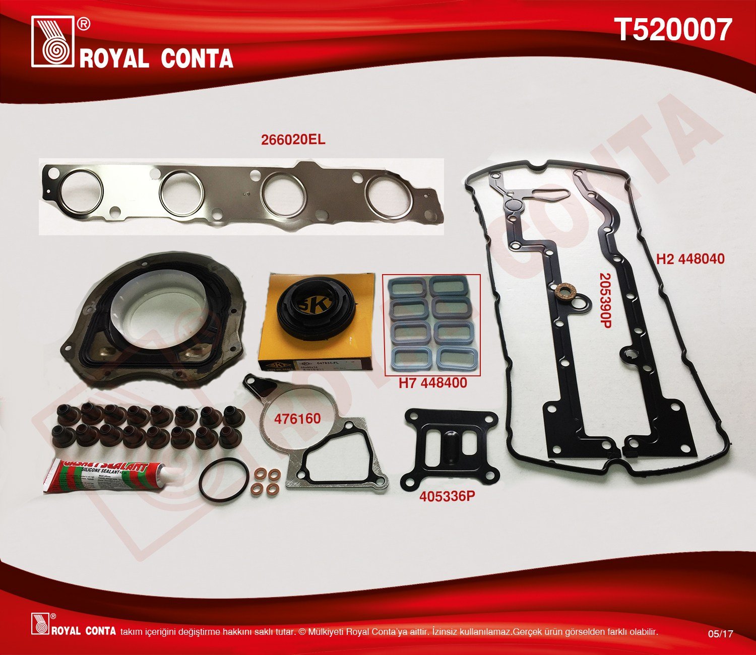 Takım Conta (Skt Keçe) Transit V.347 2.2 06> (Isı Siperliksiz) Boxer Jumper Ducato 2.2Hdi 06> Royal T520007