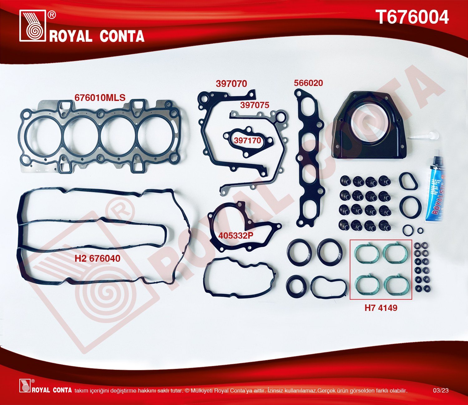 Takım Conta Skt Keçeli Focus Iı 1.6Ti 115Hp 07> Focus Iıı 1.6Ti 105 120 125Hp 10>Mondeo IV 1.6 Ti 110 120 125Hp 07>15 Royal T676004