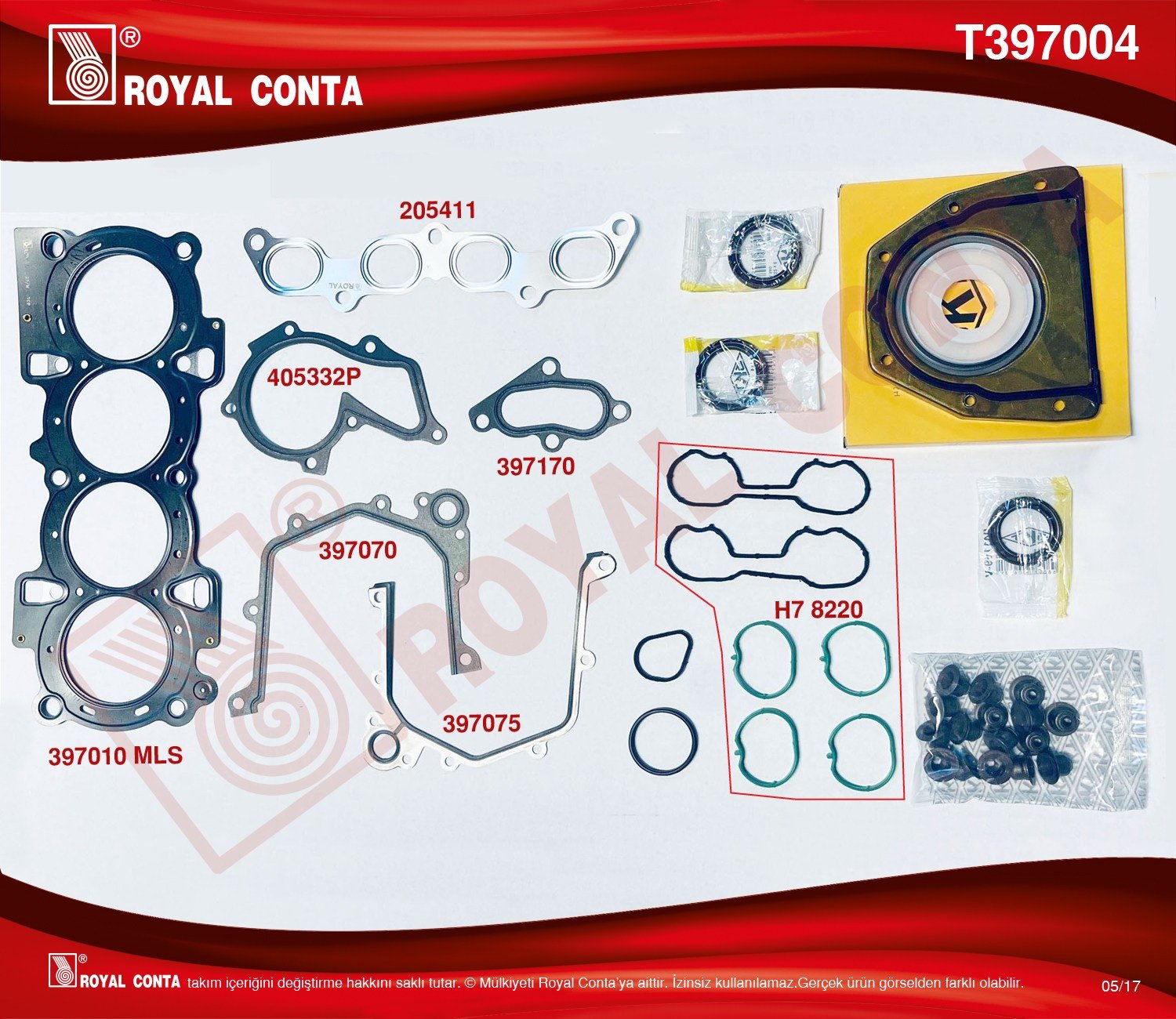 Takım Conta (Subap Contasız) Focus 1.6 98> Skt Keçeli Subap Lastikli Royal T397004