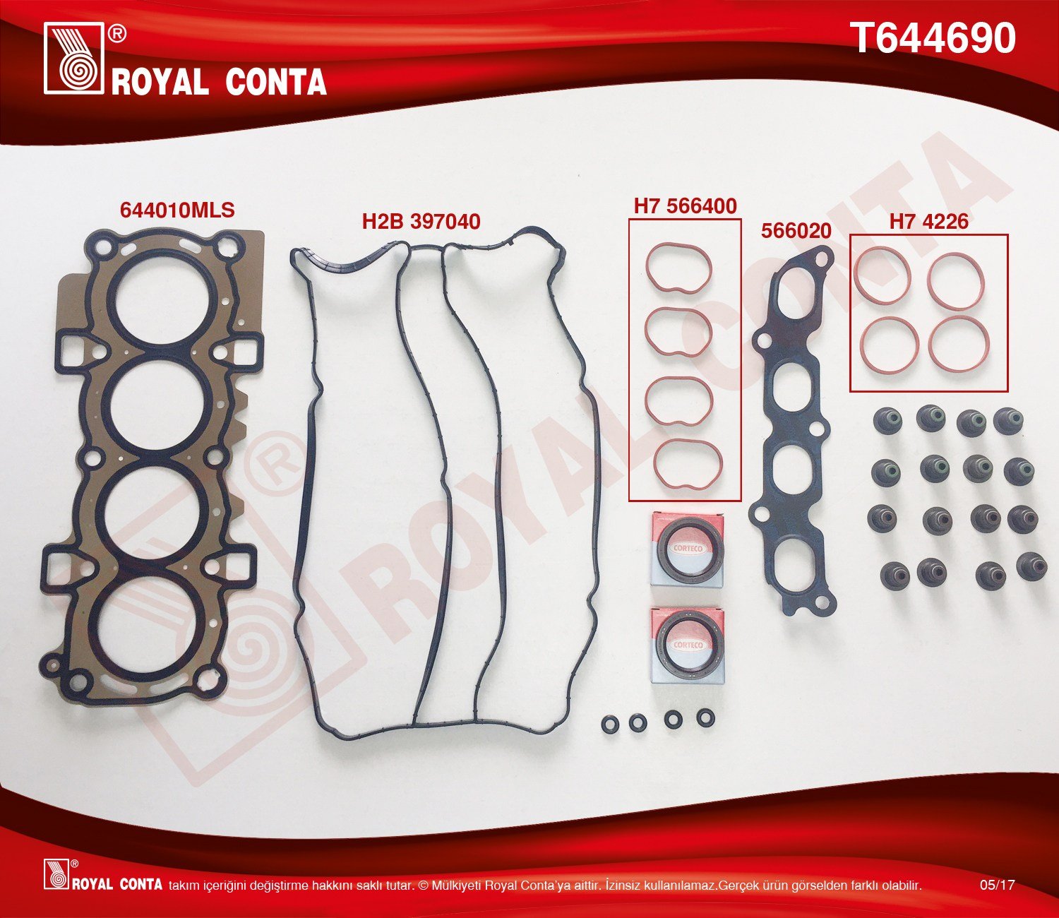 Takım Conta Üst Fiesta 1.25 Benz 80 Ps 09> Sıl Contalı (8A6g 6051 Bb) Royal T644690