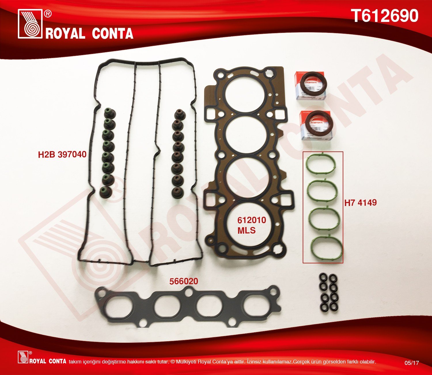 Takım Conta Üst Fiesta 1.4 Zetec S 90 Ps Sıl.Contalı (8A6g 6051 Da) Royal T612690