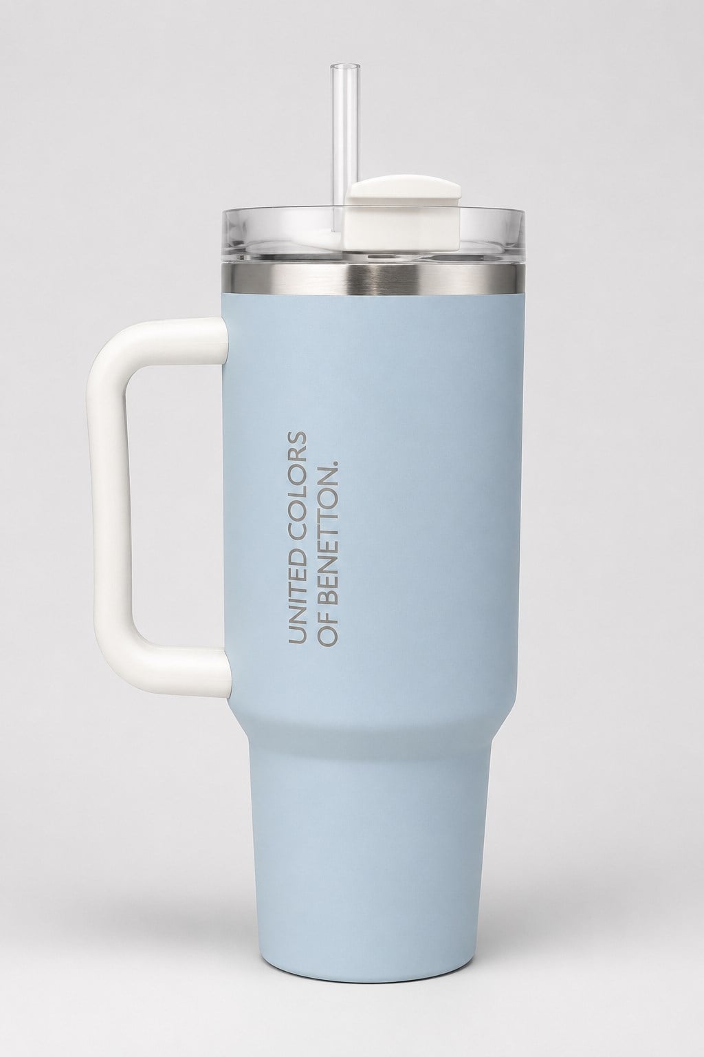BE-KCT100-MB Çelik Termos 900 Ml. Açık Mavi Zemin Beyaz Kulp