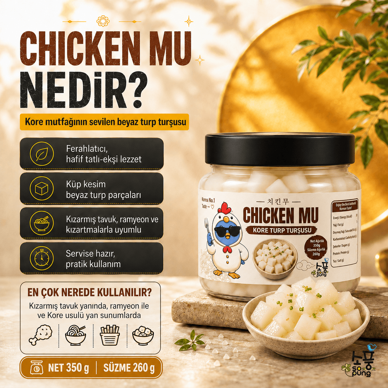 Chicken Mu 350 Gr -  Beyaz Turp Turşusu