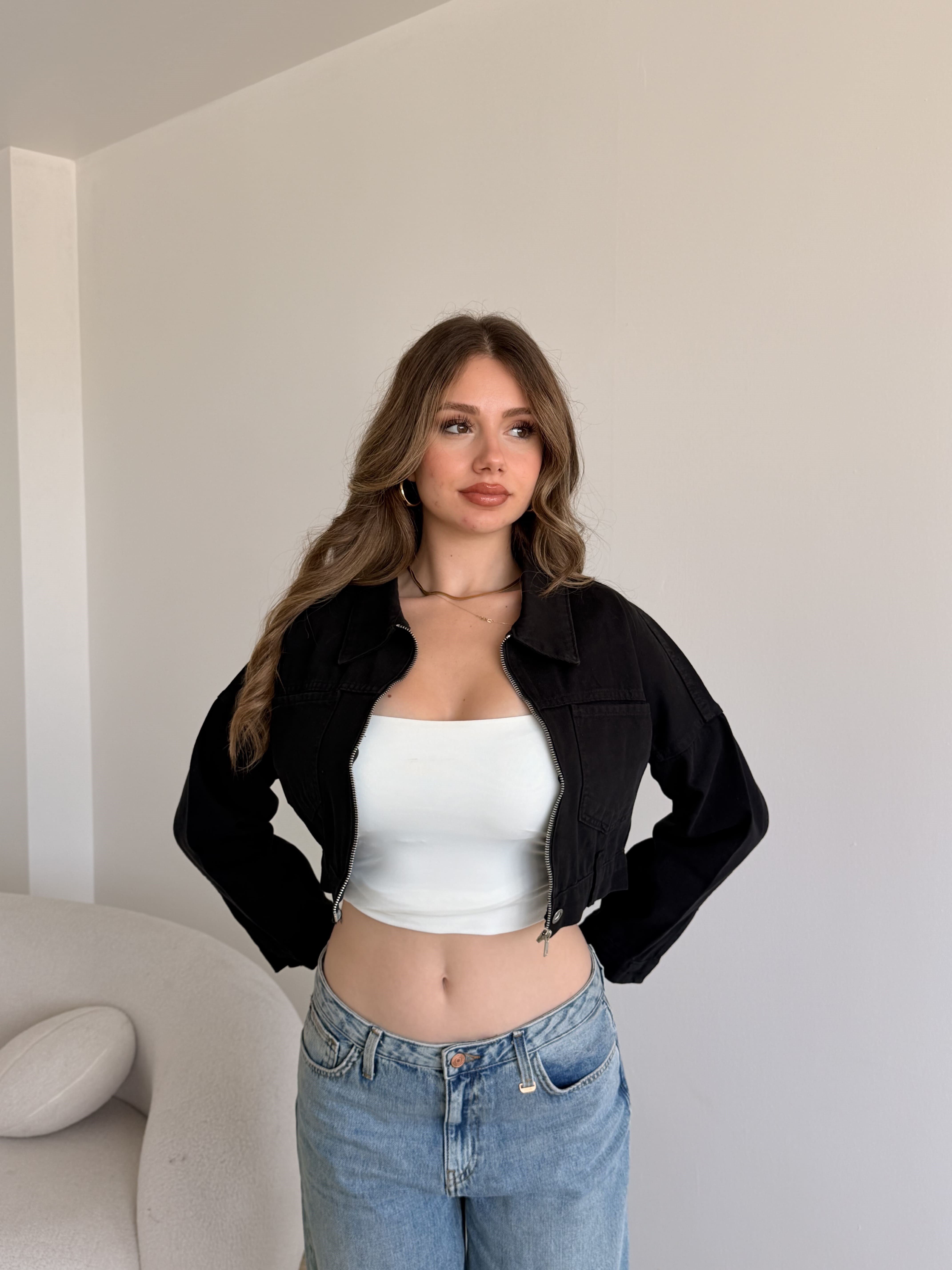 Crop Denim Ceket