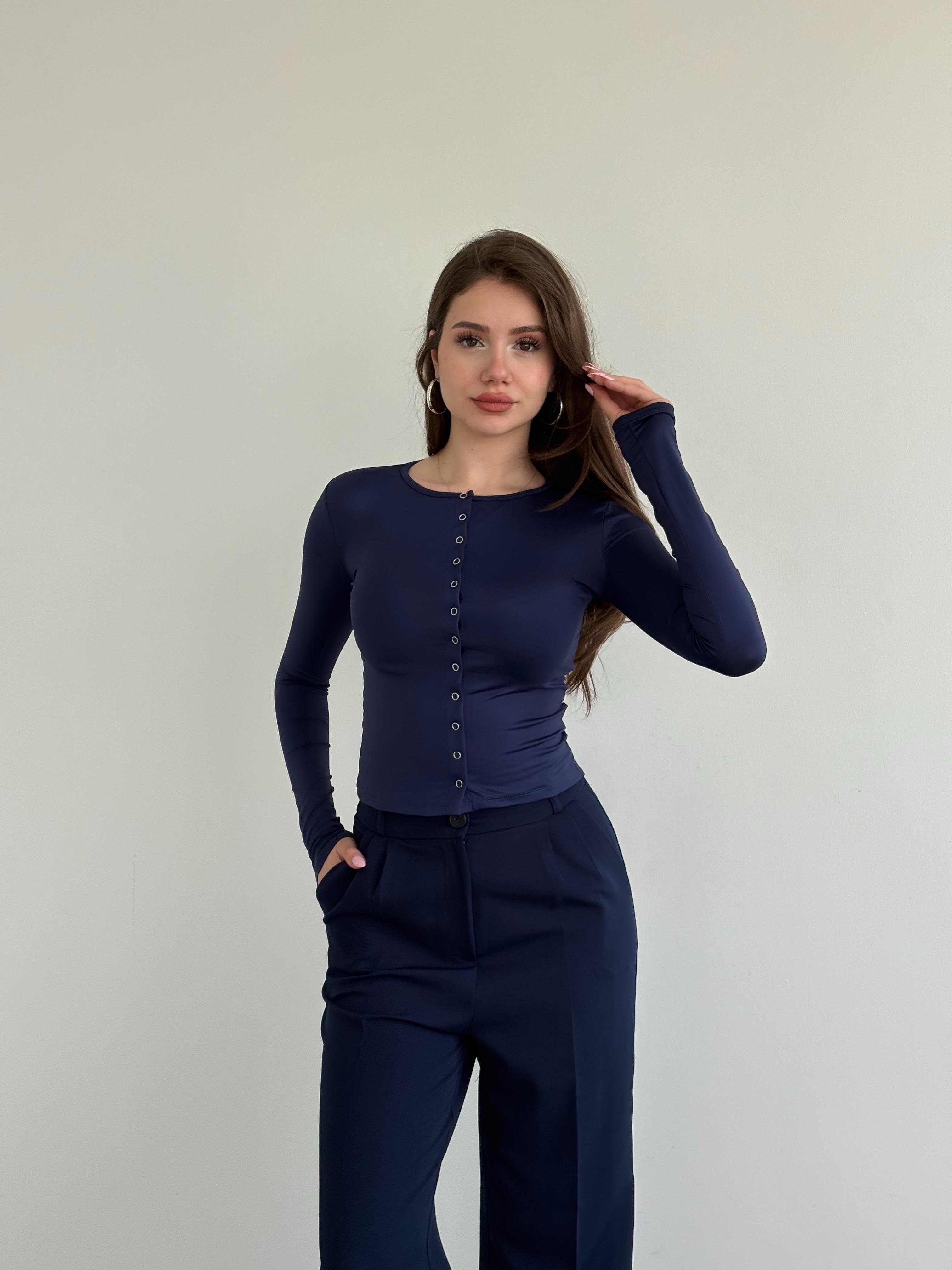 Düğmeli Poliamid Crop