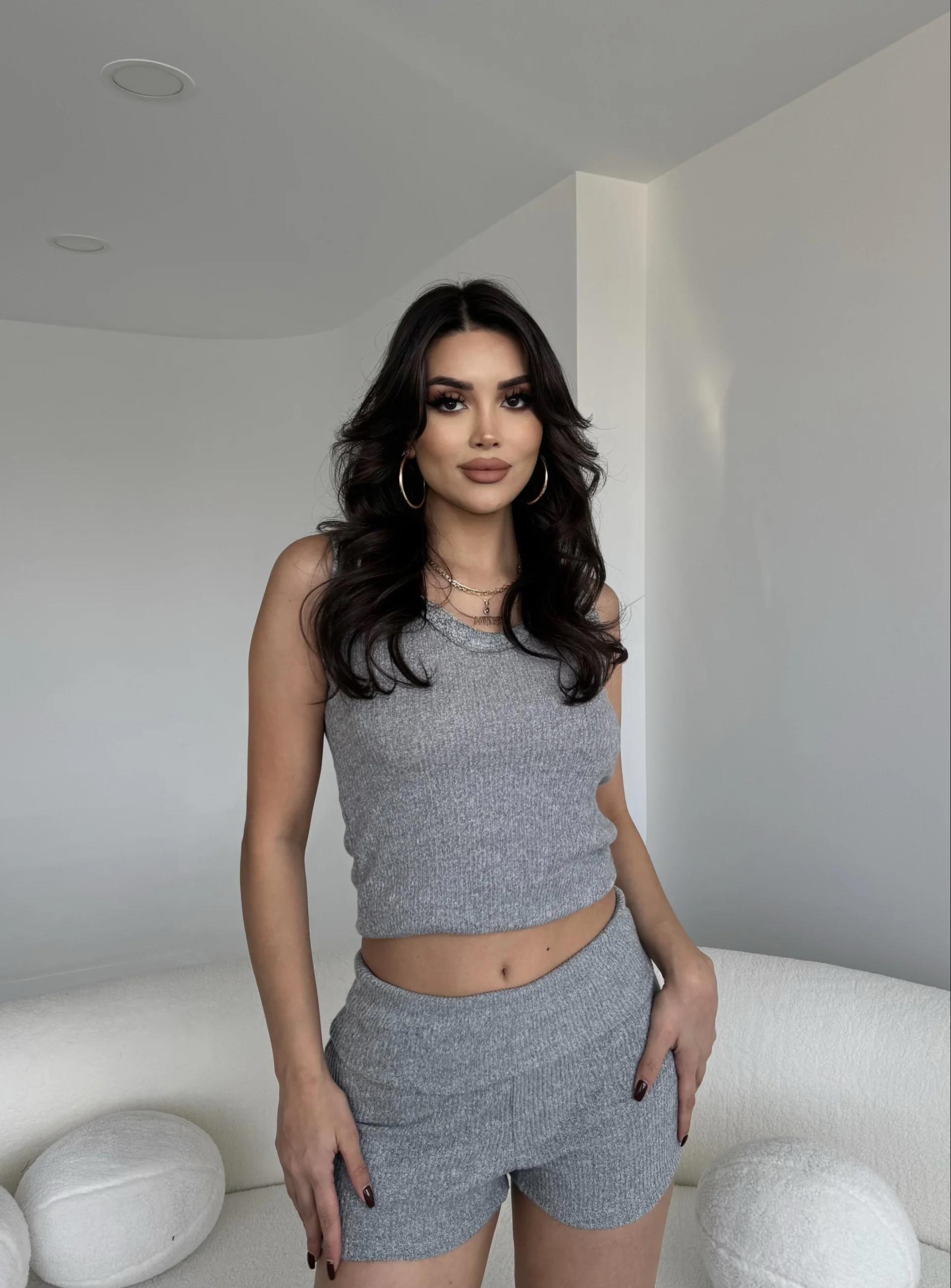 Fitilli Şort Crop Basic Takım