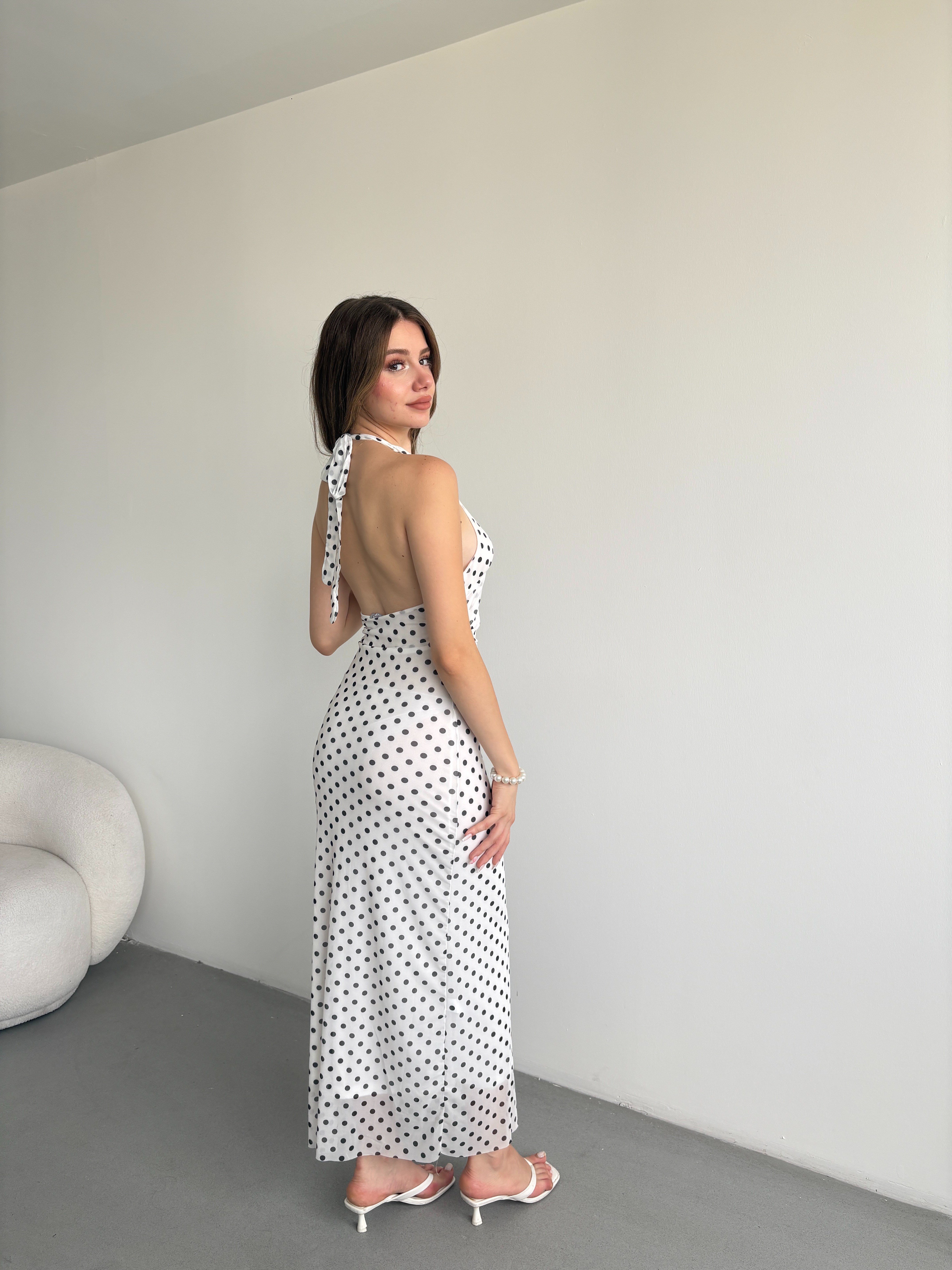 Halter Yaka Midi Elbise