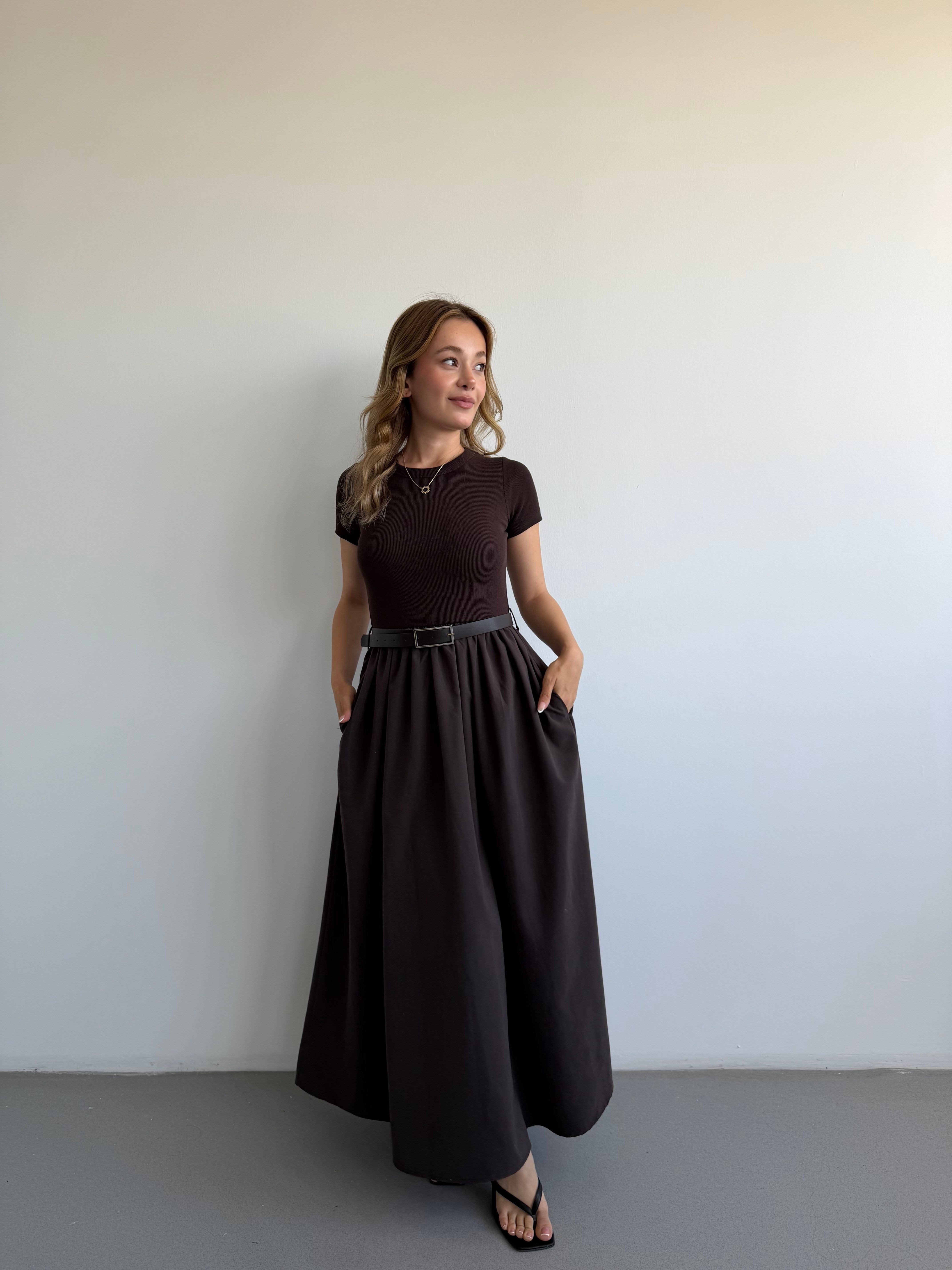 Kemerli Maxi Elbise