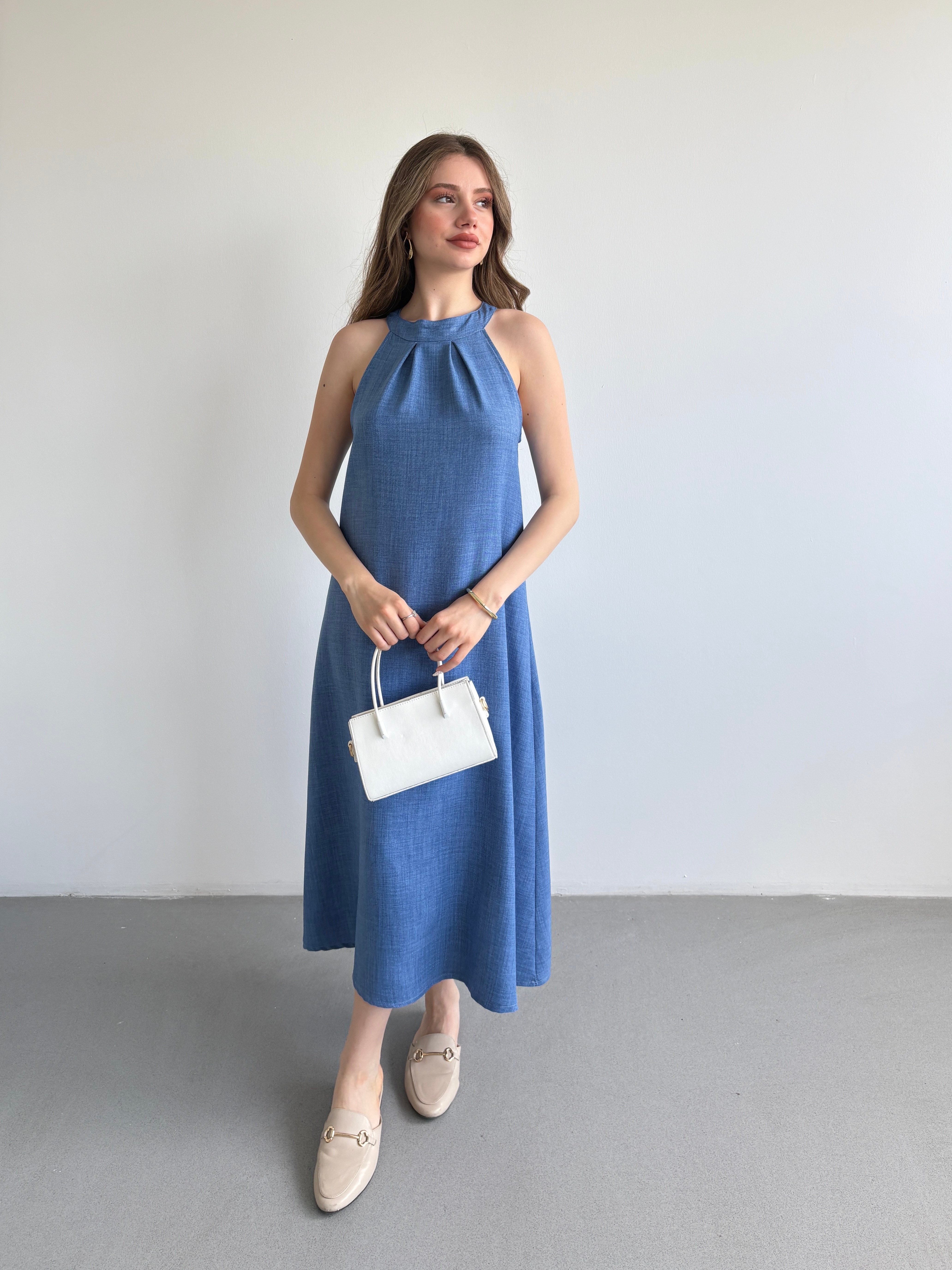Keten Halter Elbise